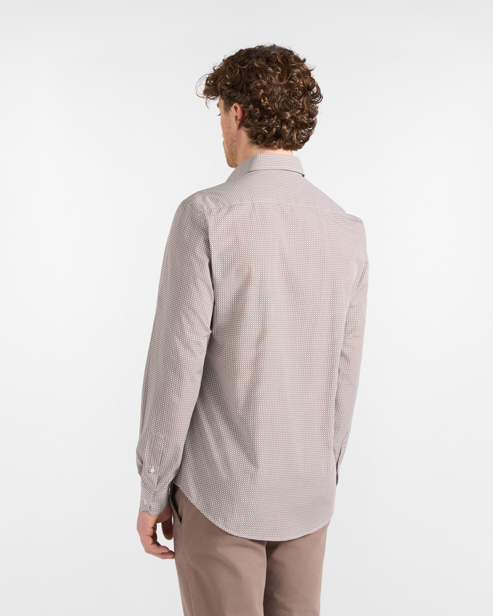 Camicia HBJ Uomo Narrow Fit in puro cotone con microstampa e collo Montecarlo, BIANCO, large
