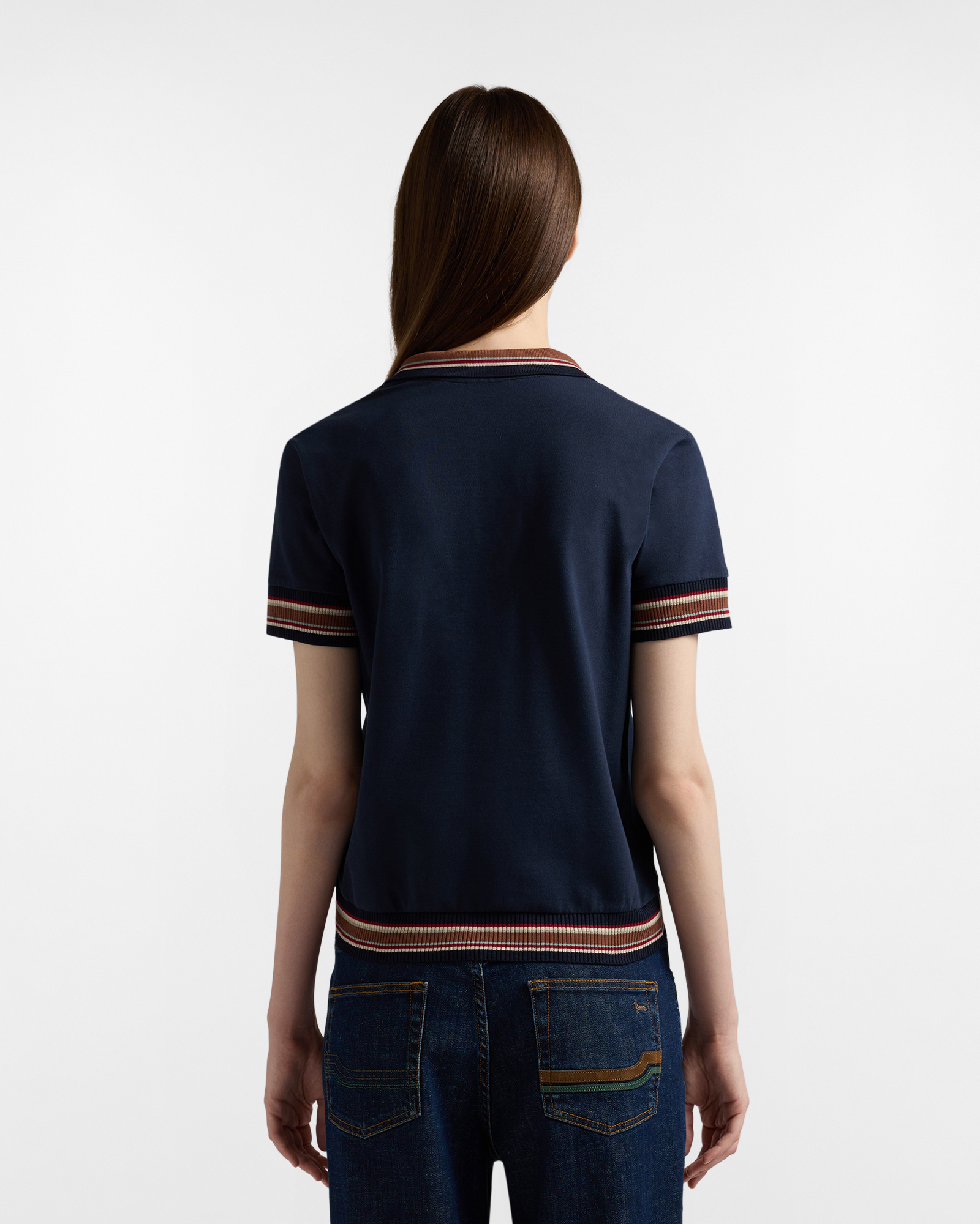 V-neck polo shirt, Blue, large image number 1