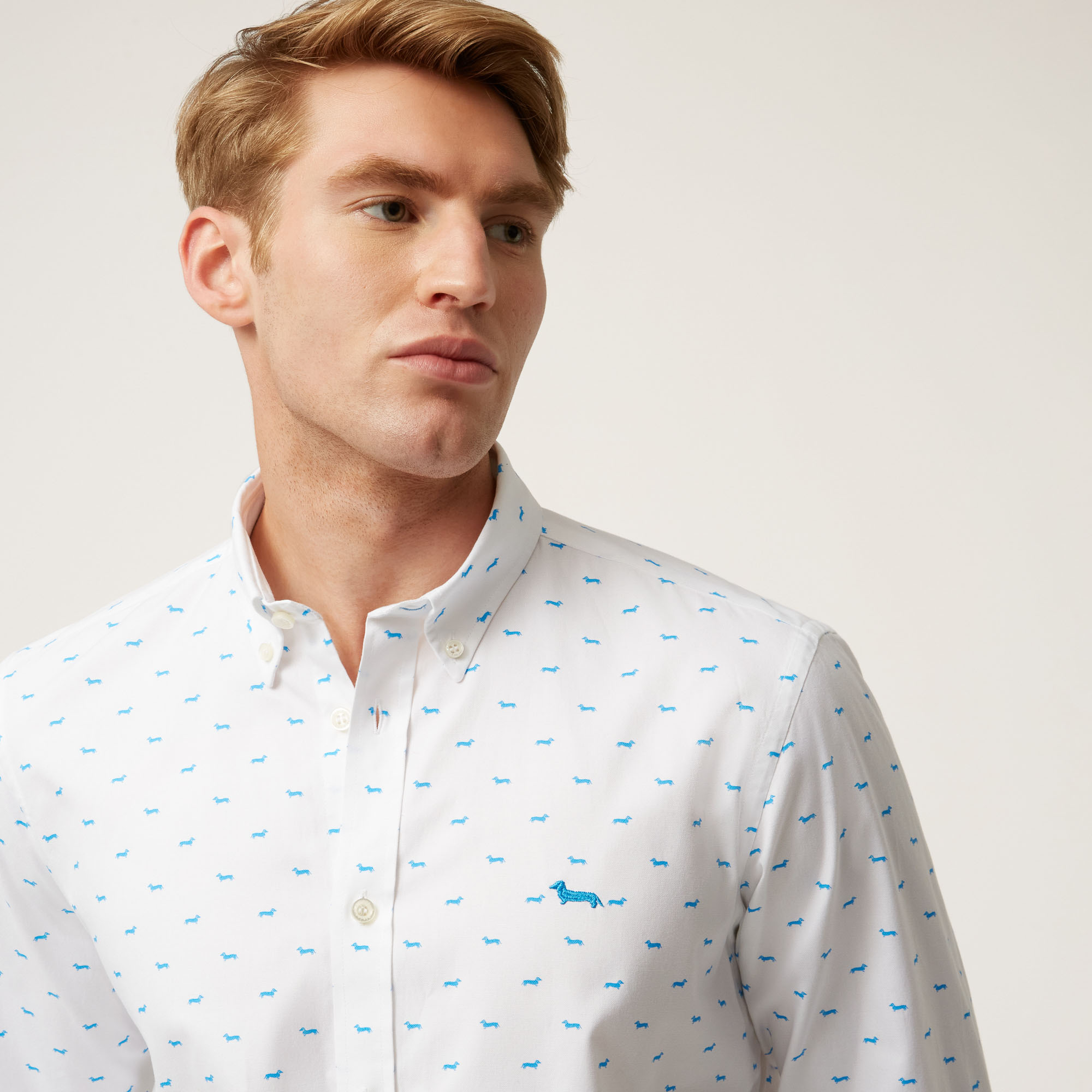 Camisa De Algodón Con Motivo Integral De Teckels, Blanco, large image number 2
