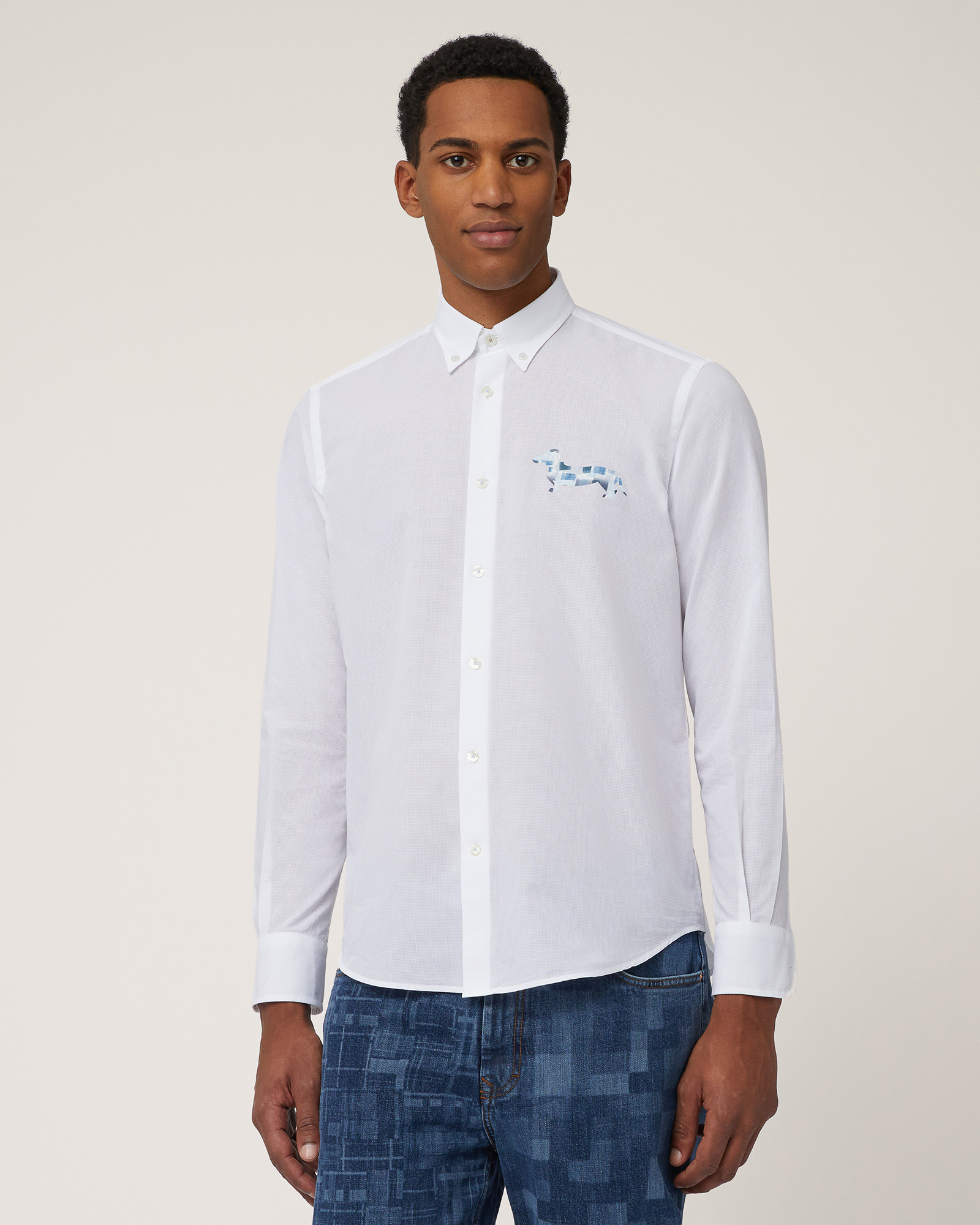 Shirt with Printed Dachshund, White, large image number 0