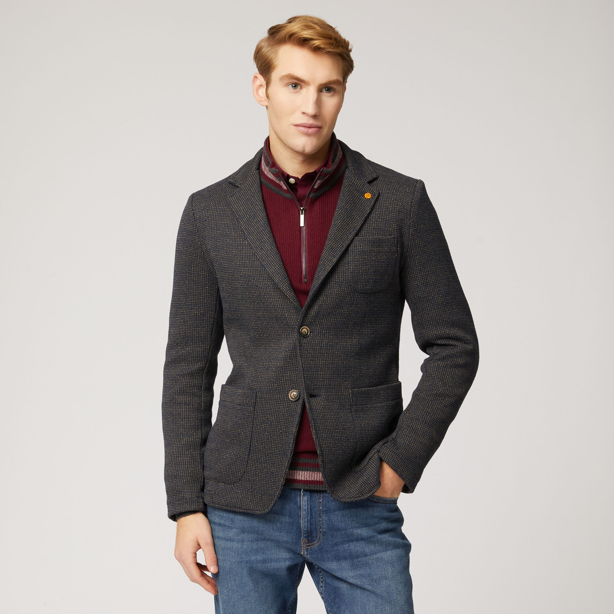 Giacca Uomo In Tessuto Strutturato, Light Blue, large image number 0