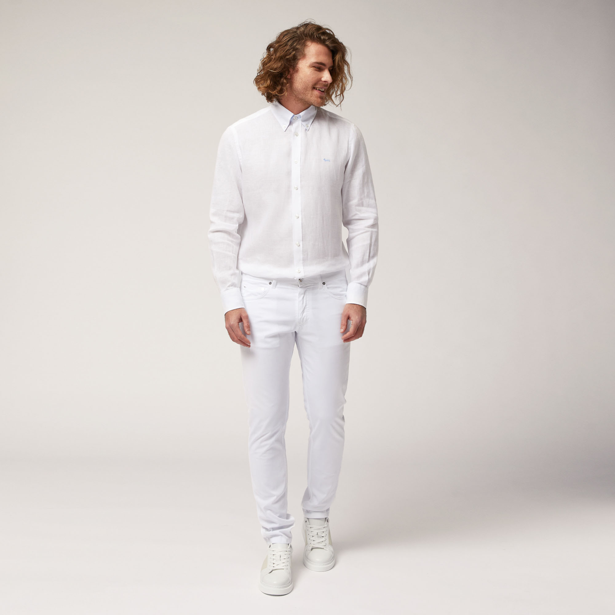 Pantaloni Cinque Tasche Narrow, Bianco, large image number 3