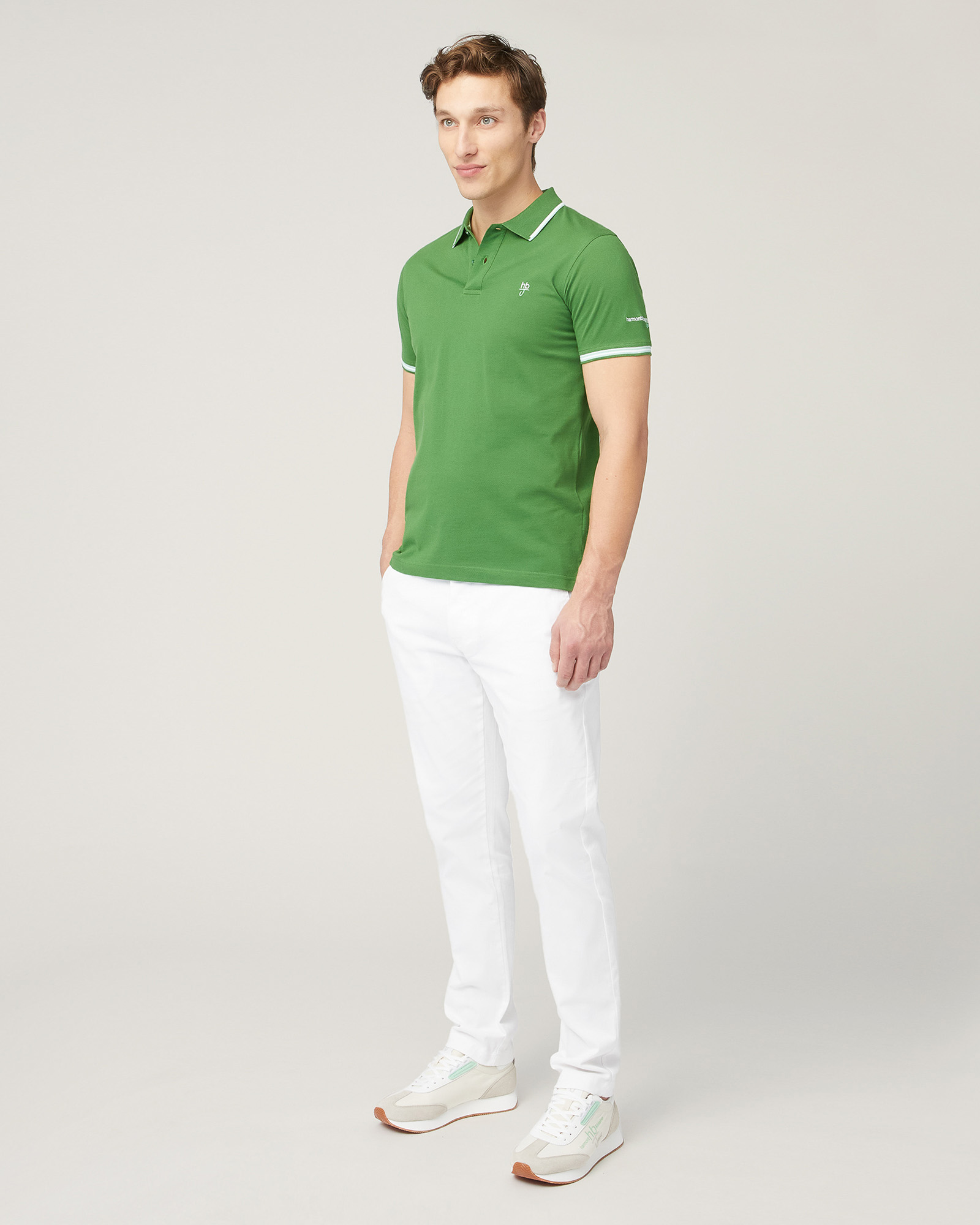 Polo Con Righini A Contrasto, Verde Erba, large image number 3