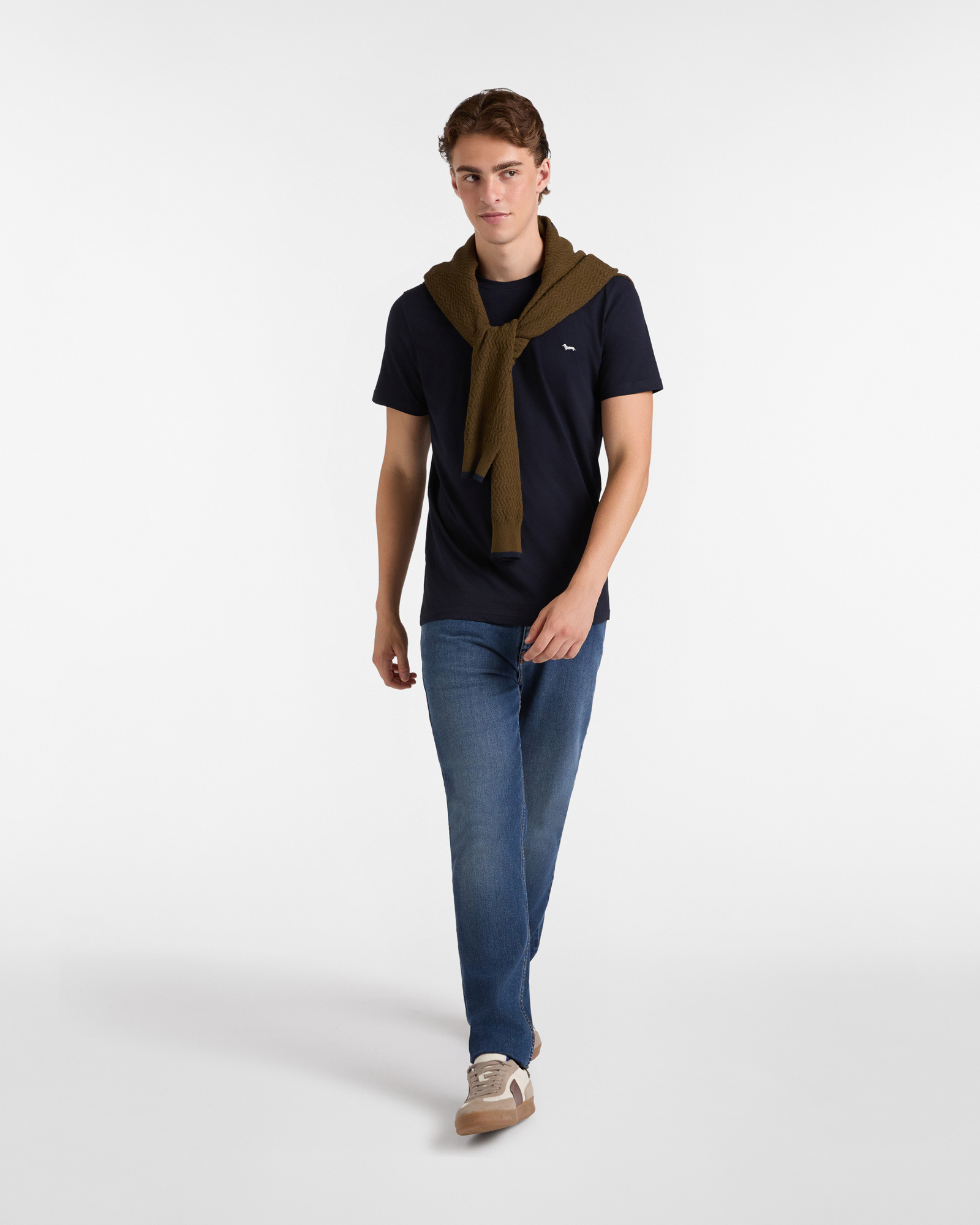 Essentials t shirt in plain coloured cotton, Blue, large image number 3