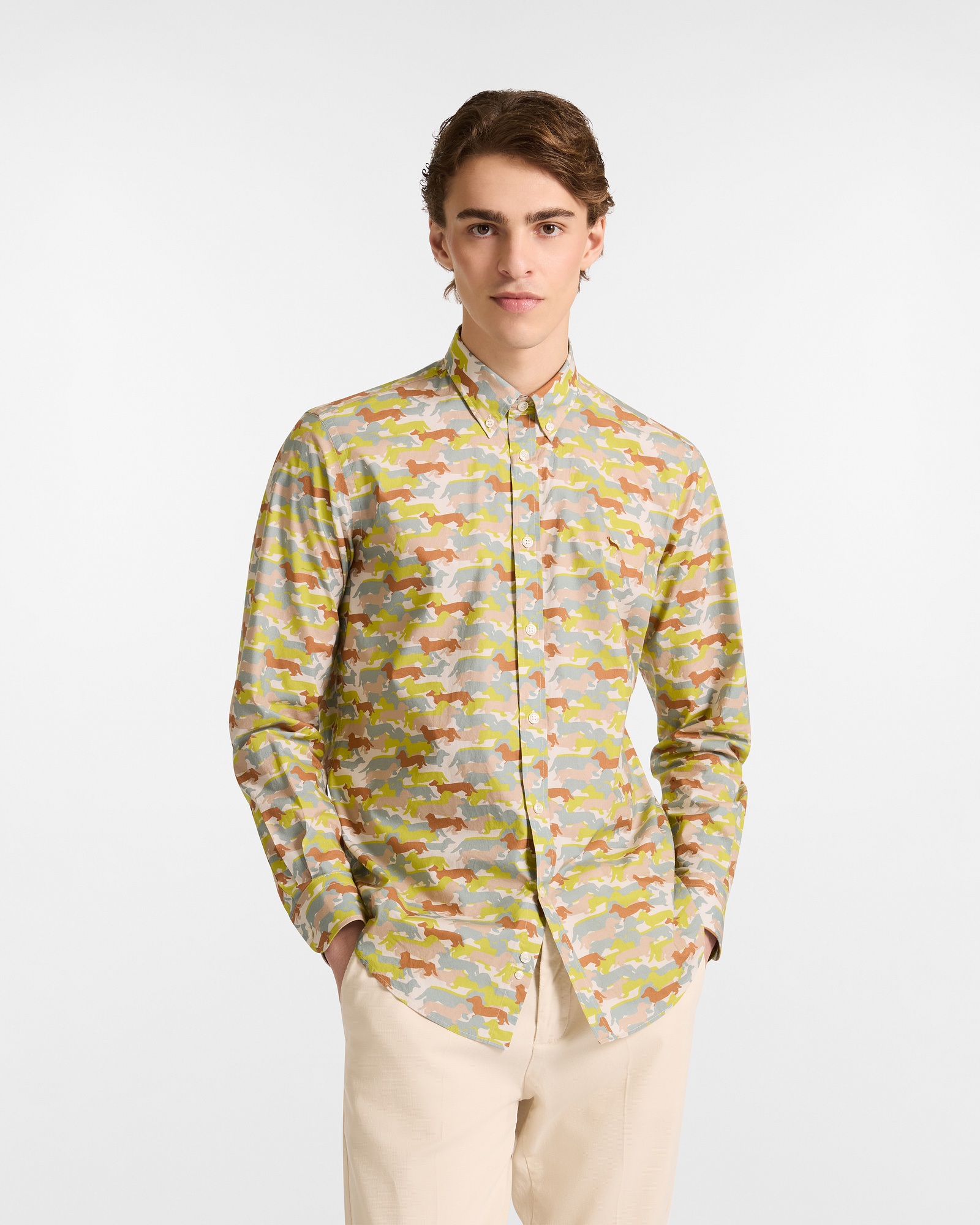 Camouflage Dachshund Print Shirt