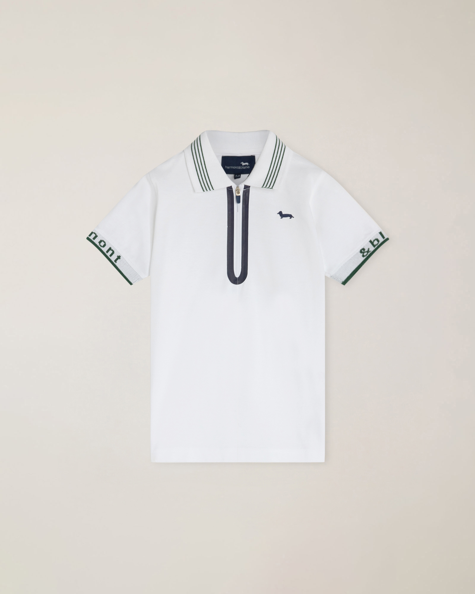 Polo in piquet con zip e ricamo