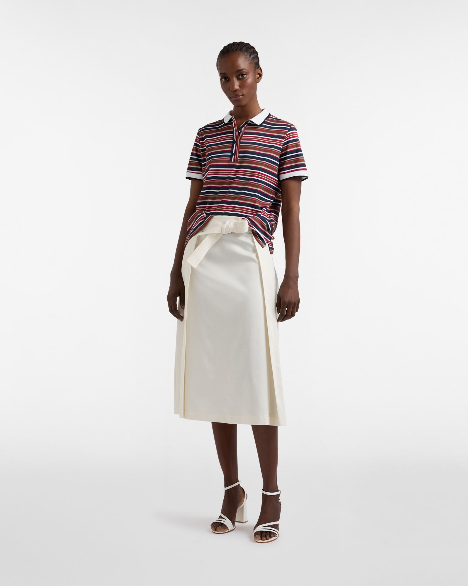 Women&rsquo;s dress with pleats on the front and belt, White, large image number 3