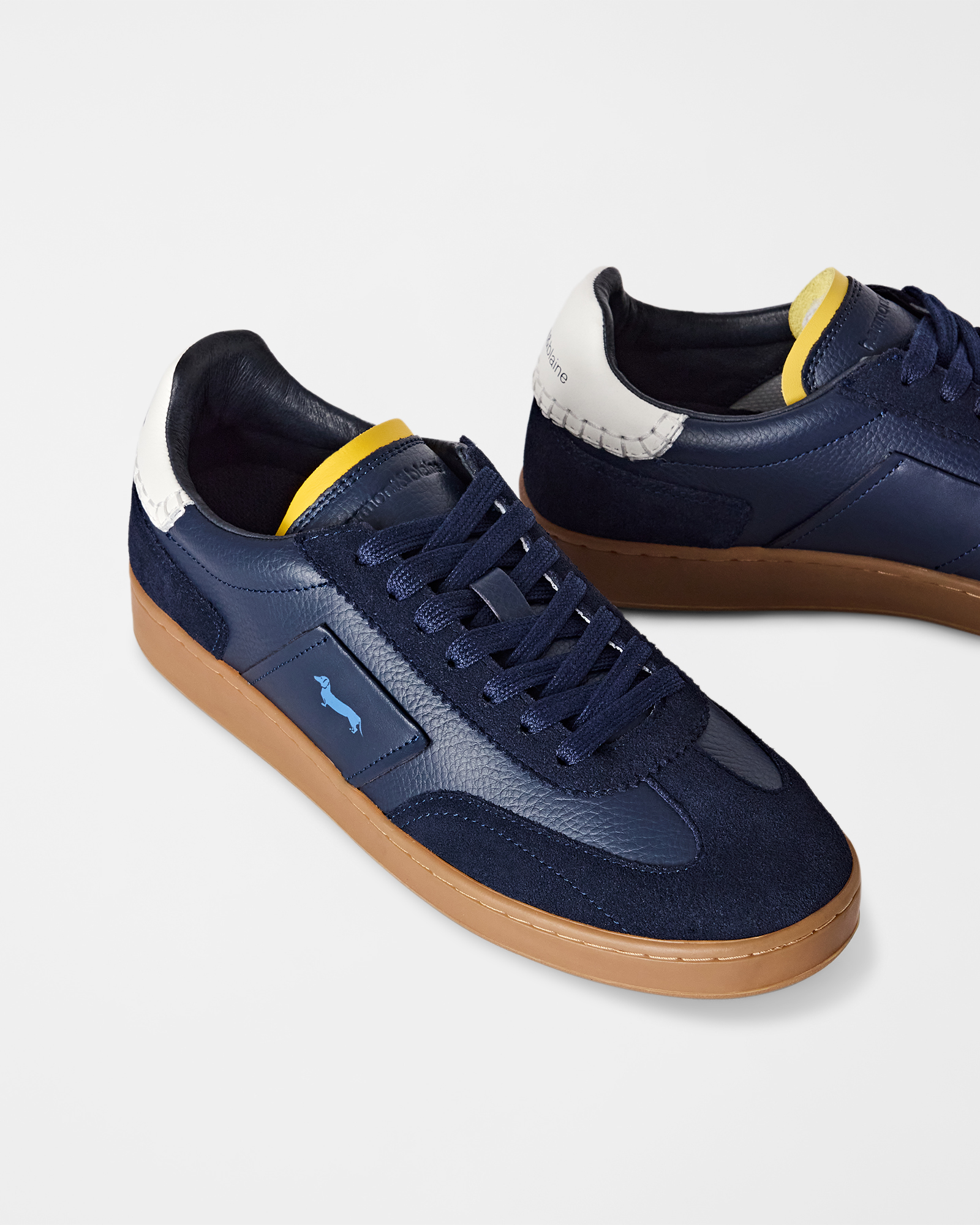 Men's Metropolis sneakers in leather and suede with colored sole, BLUE - BLUE, large image number 3
