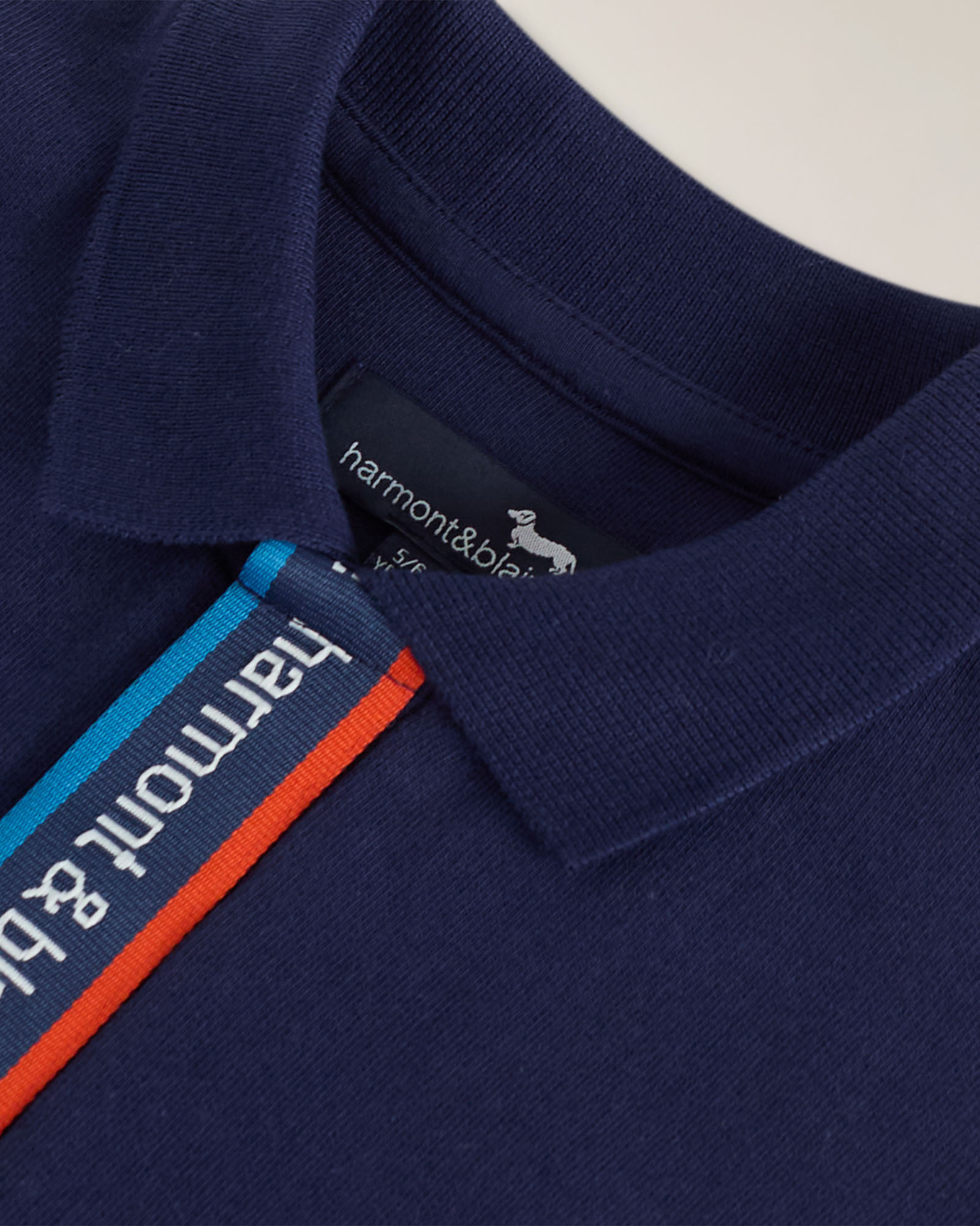 Fleece polo with logo tape, Navy Blue, large image number 2