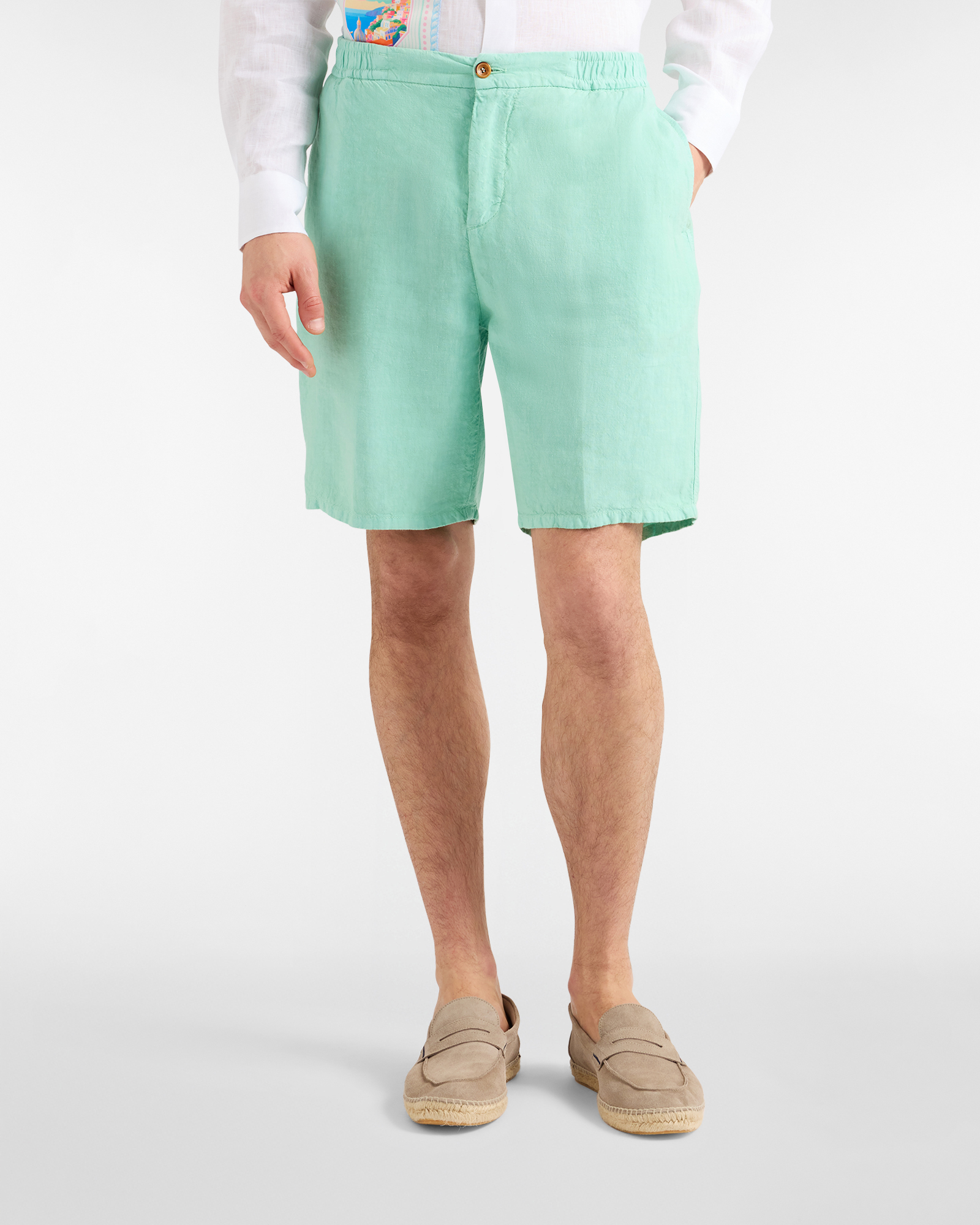Men's Postcard capsule linen Bermuda shorts