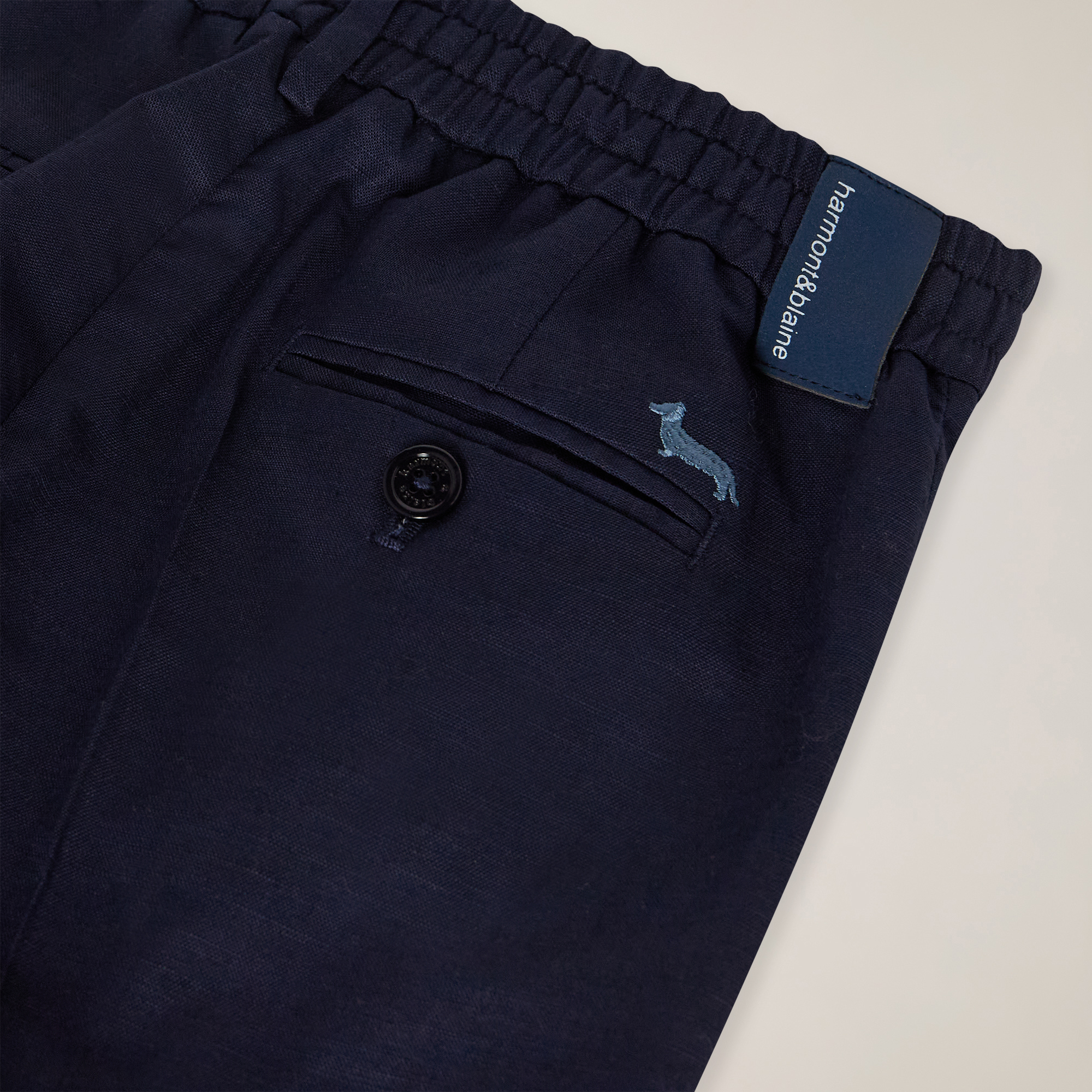 Linen-blend bermuda shorts with drawstring, Navy Blue, large image number 2