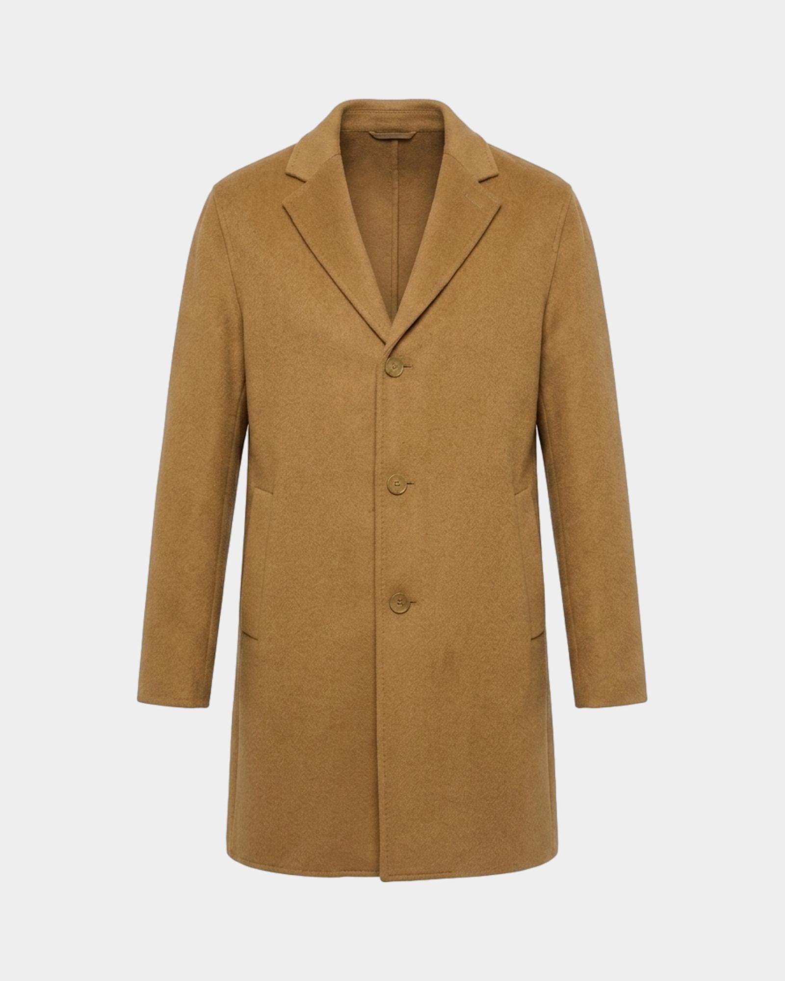 Cappotto da uomo monopetto in pura lana, MARRONE CHIARO, large