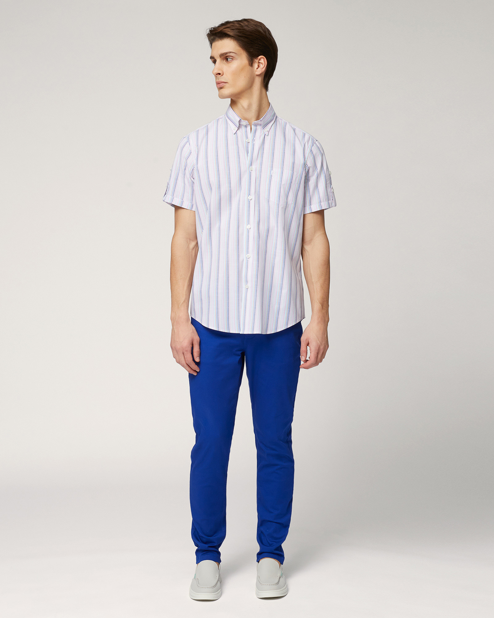 Striped Short-Sleeved Shirt, Pink, large image number 3