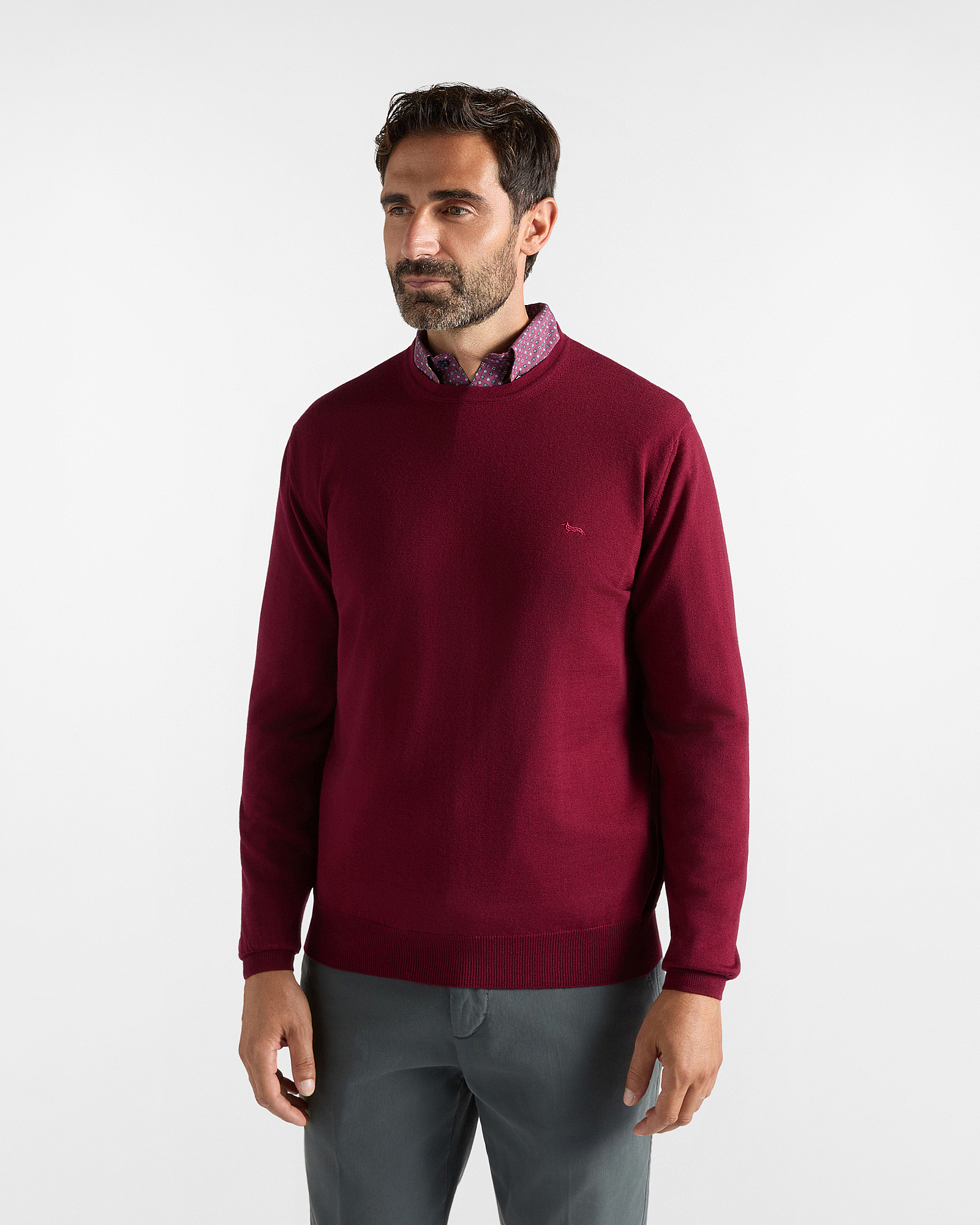Men's Made in Italy sweater in red 100% pure wool with regular fit