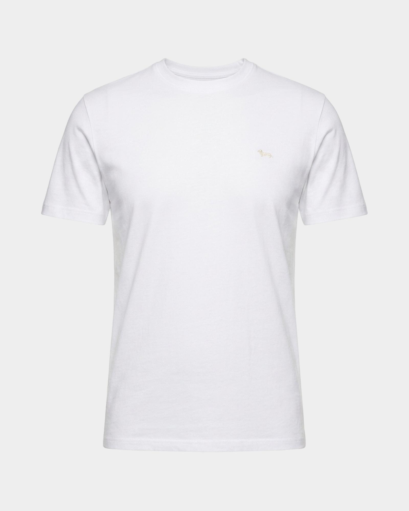 Camiseta de hombre de 100 % puro algod&oacute;n de corte entallado, BLANCO, large