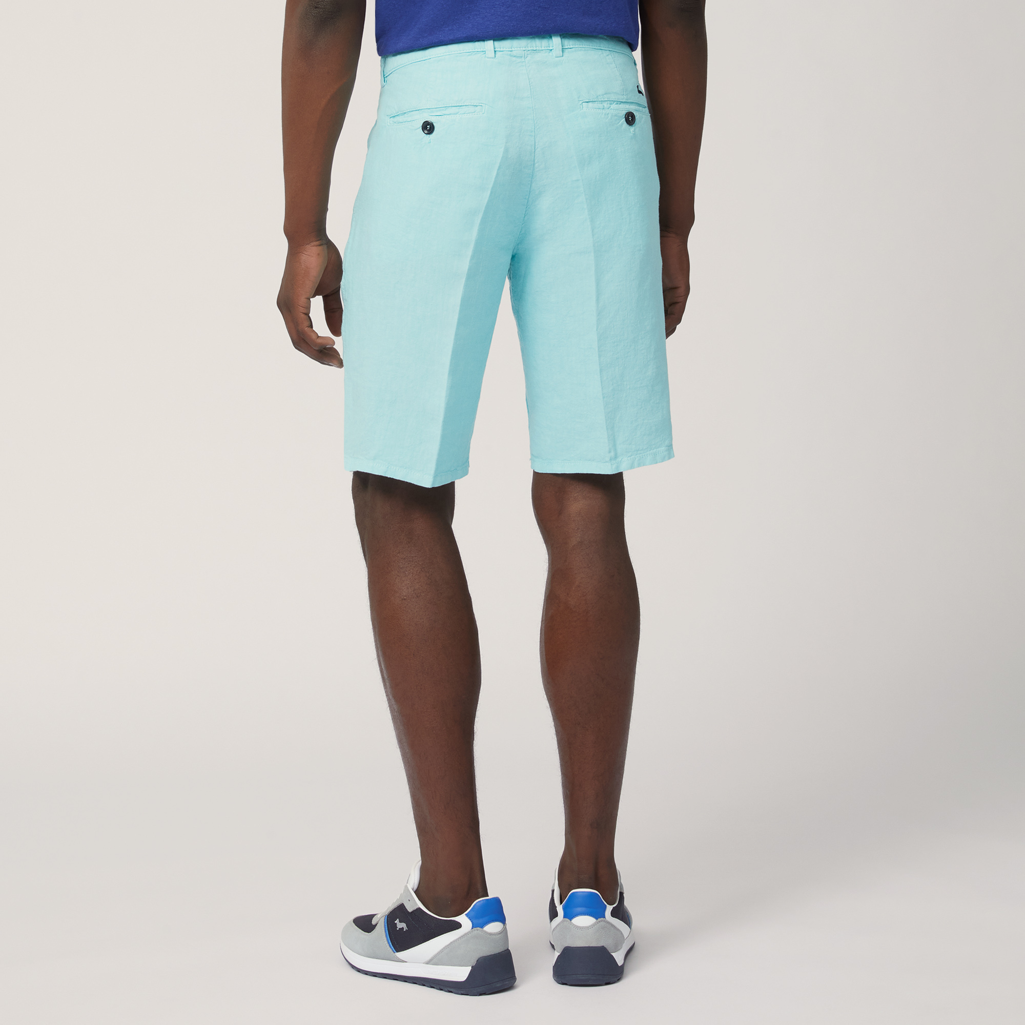 Linen Bermuda Shorts, Light Blue, large image number 1