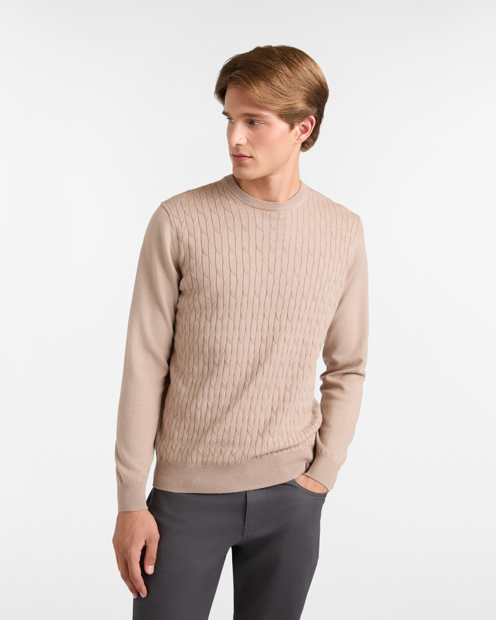 Maglione Girocollo con Lavorazione Vanisé Frontale