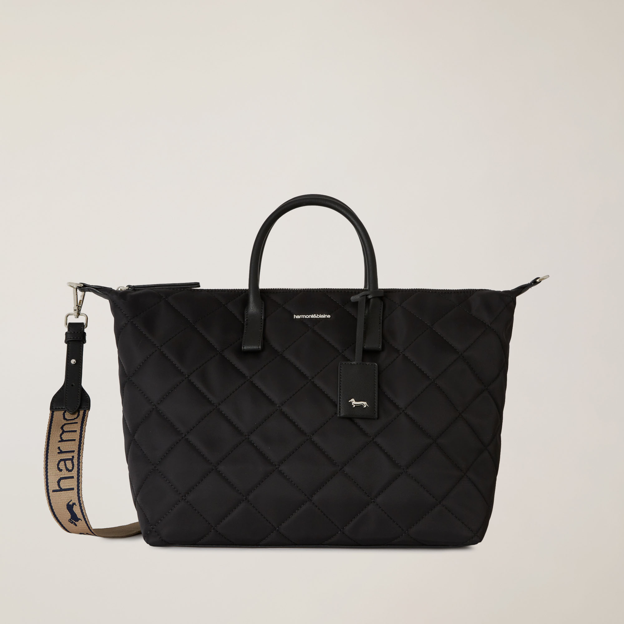 Bolso Shopper Acolchado Con Bandolera Extraíble, Negro, large image number 0