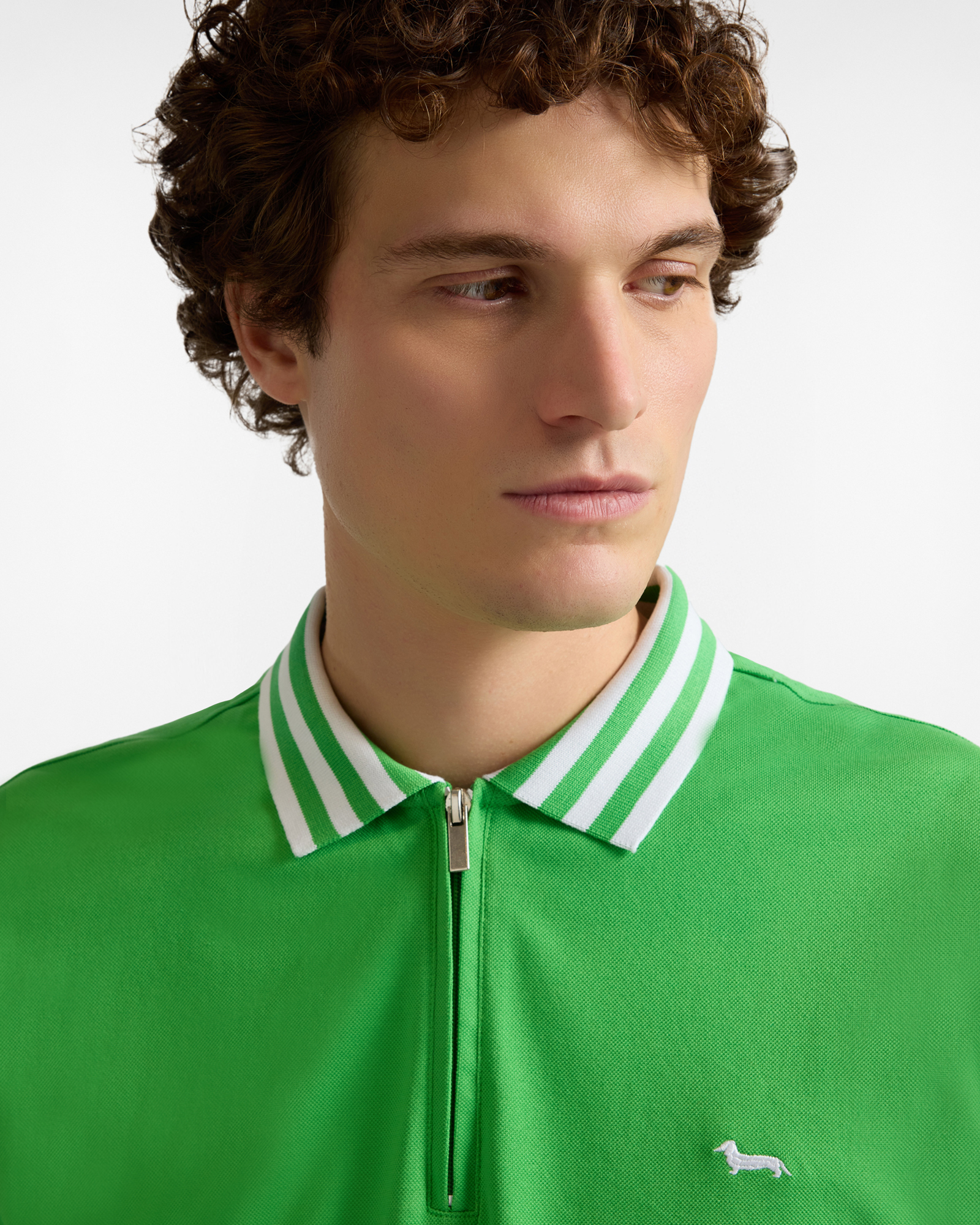 Men's Sorbet capsule polo shirt with zip, Green, large image number 2