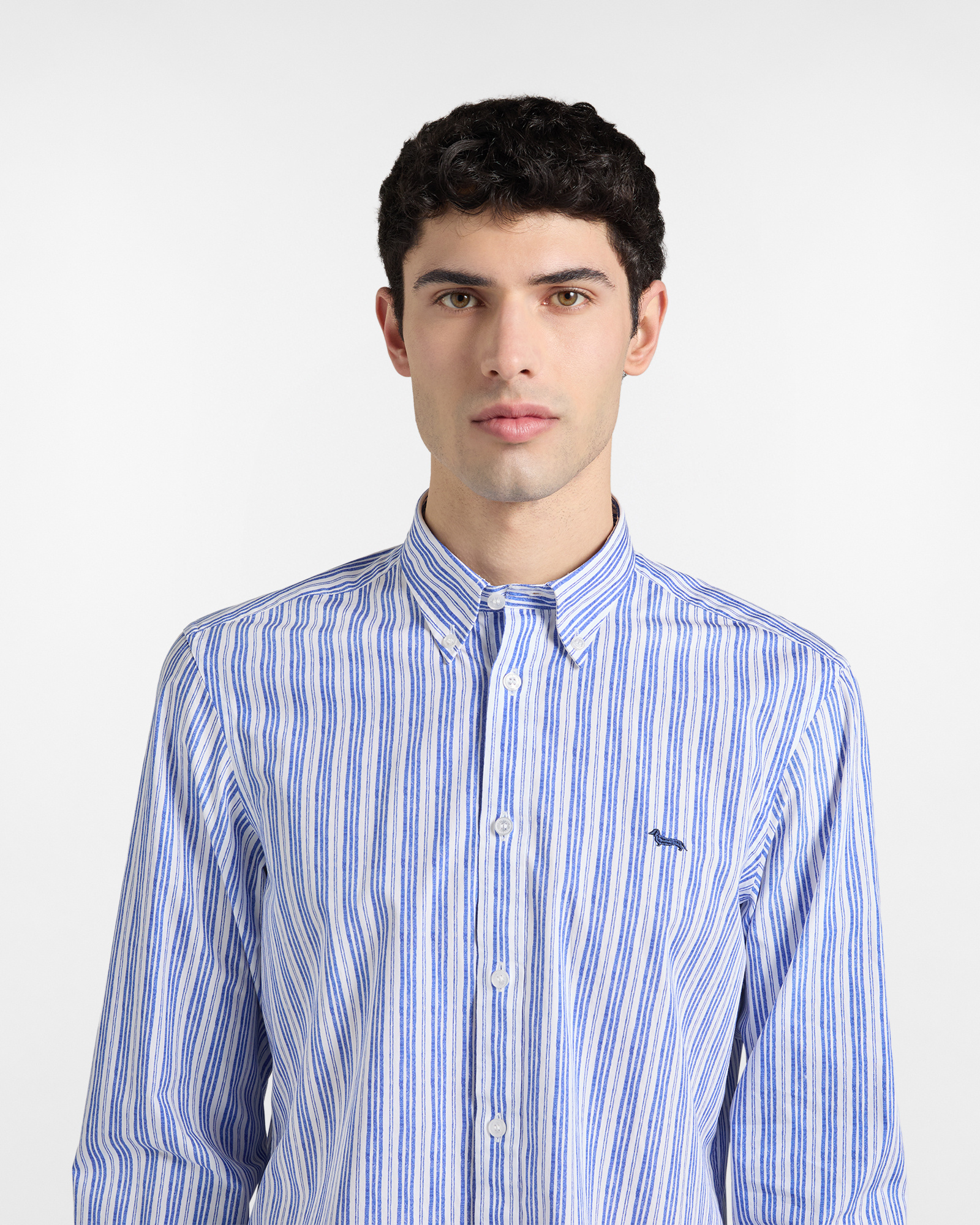 Camisa con estampado de rayas de efecto acuarela, Azul Claro, large image number 2