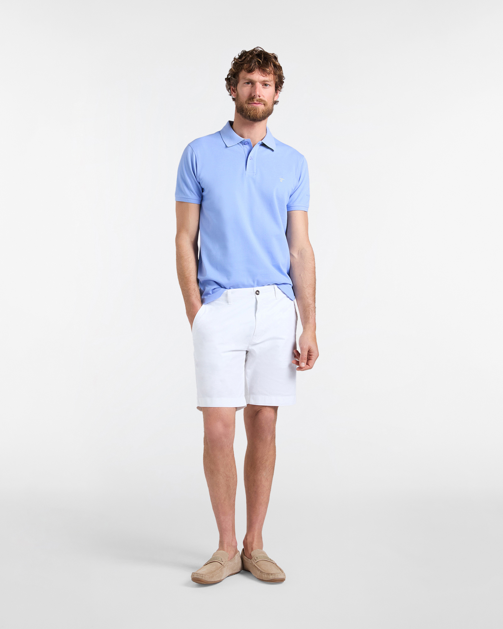 Polo uomo basic tinta unita, Azzurro polvere, large image number 3