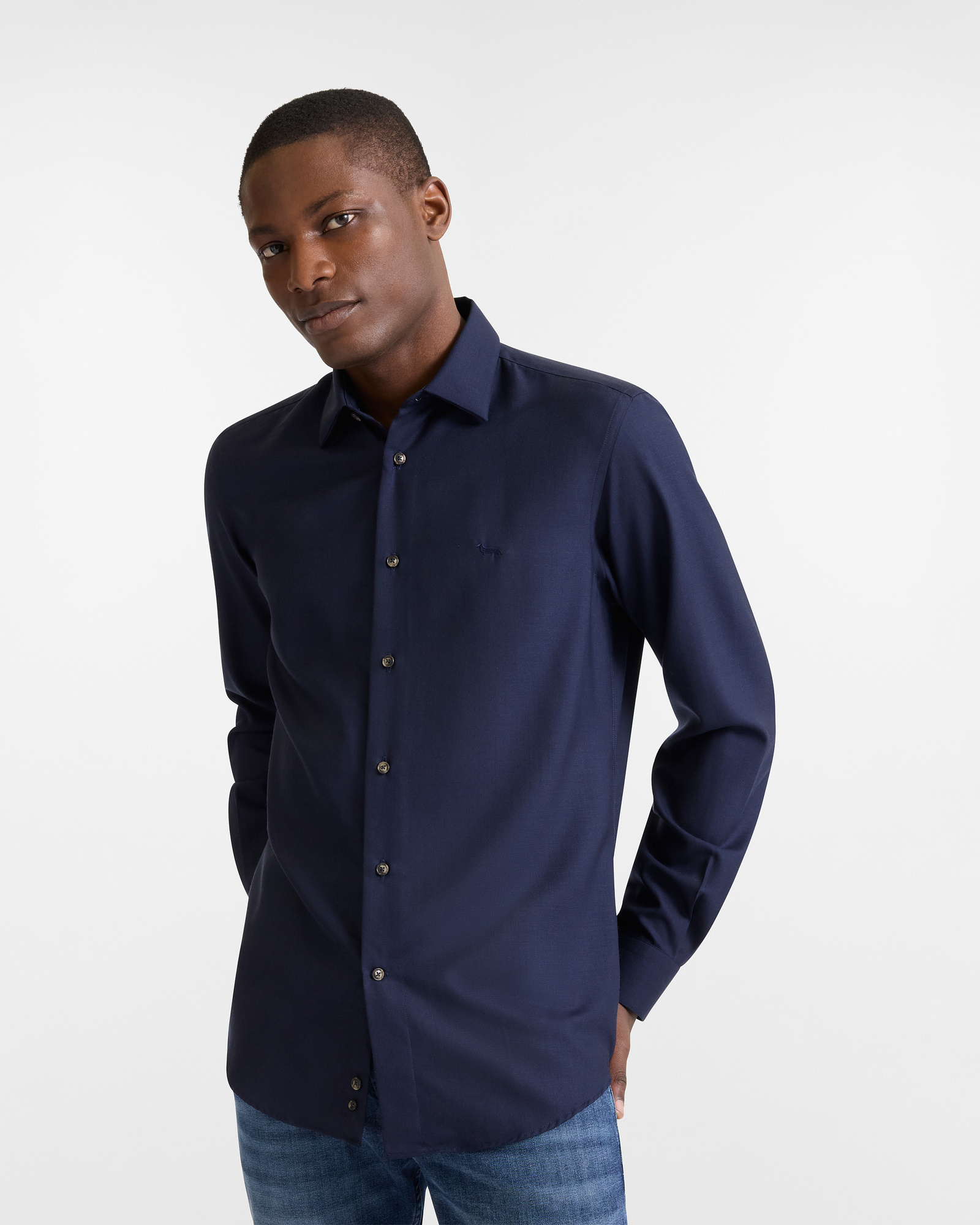 Camisa de Sarga de Lana Merino