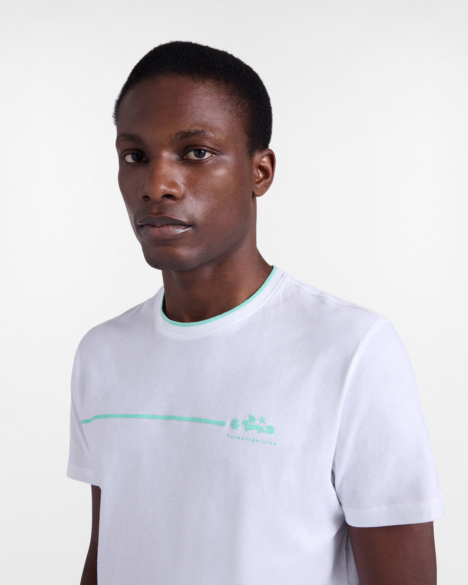 Camiseta con estampado tem&aacute;tico de mar para hombre, Verde, large image number 2