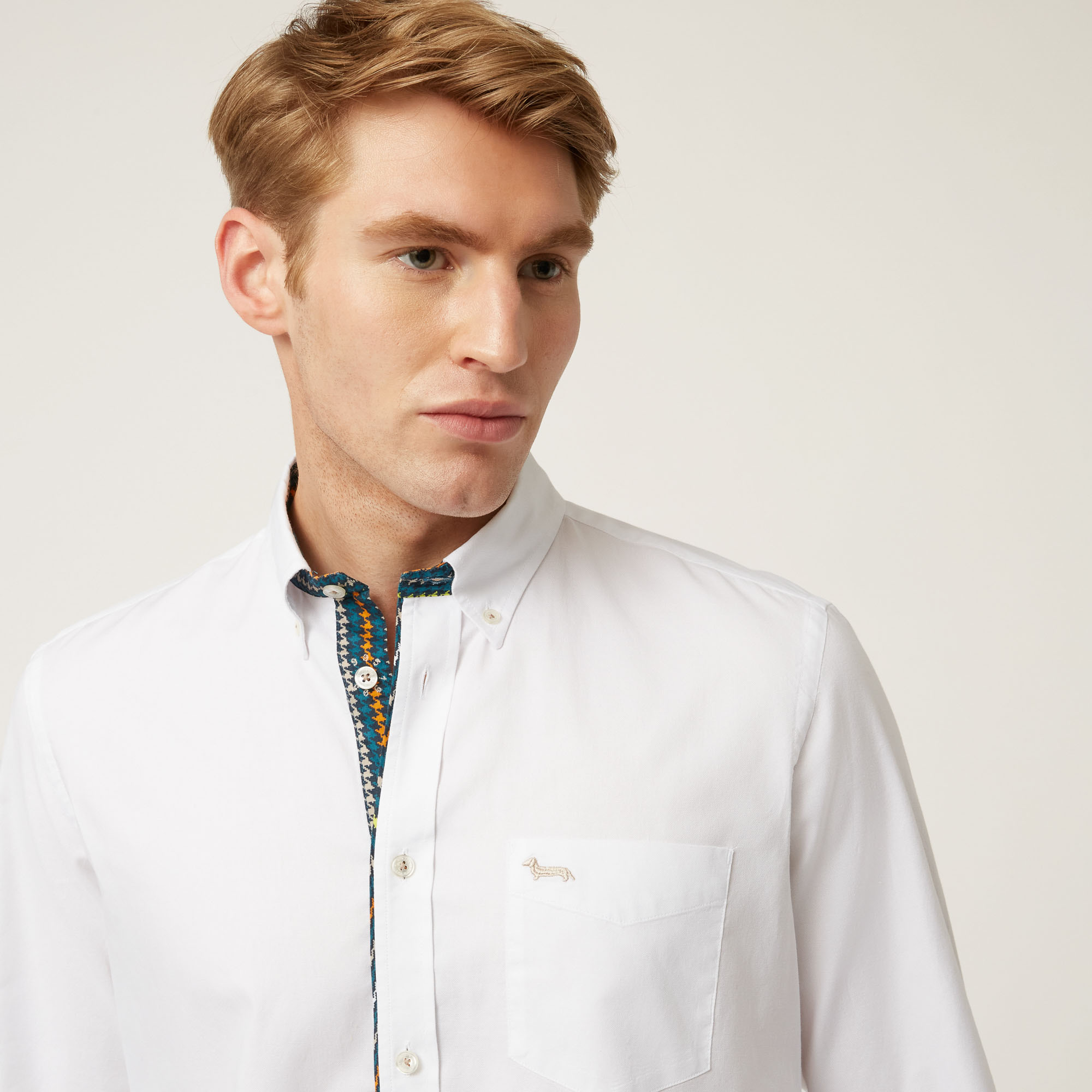 Camicia Con Dettaglio A Contrasto E Taschino, Bianco Latte, large image number 2