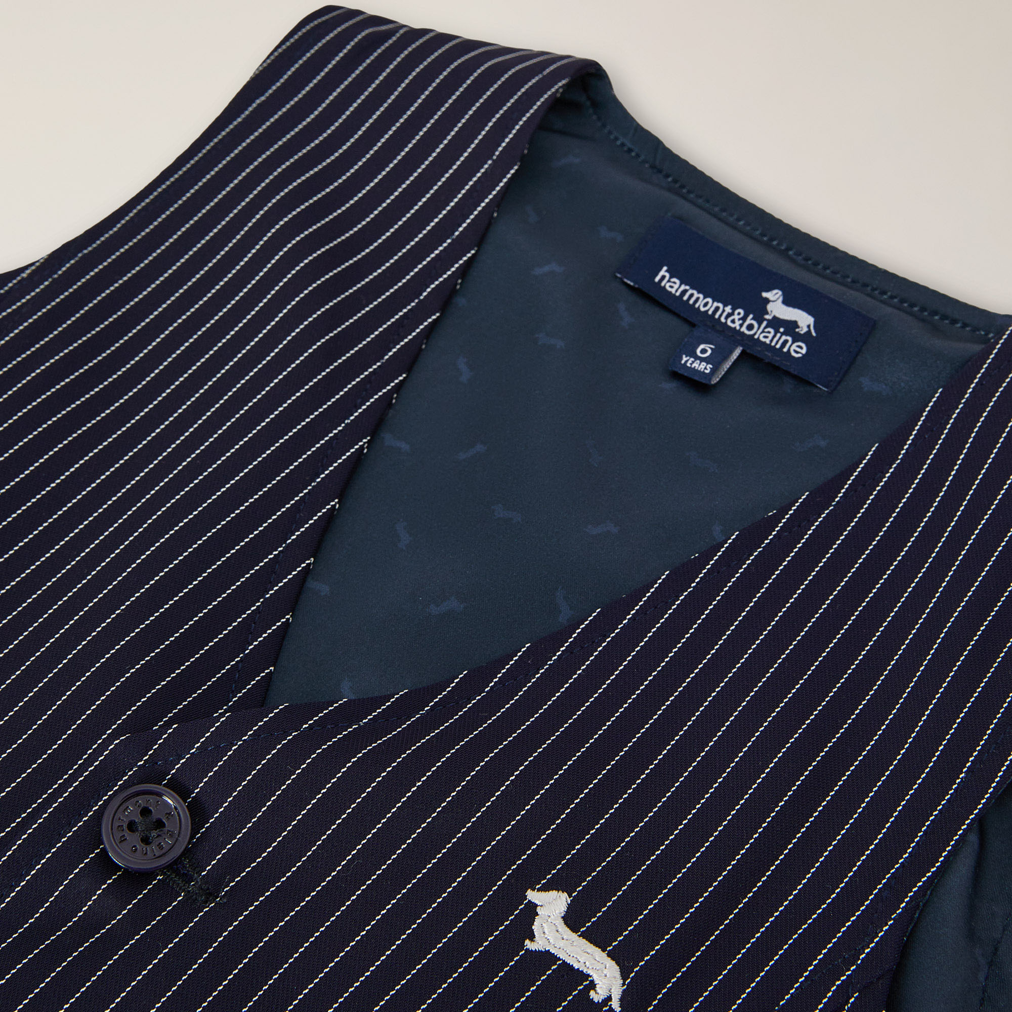 Pinstripe gilet with logo embroidery, Navy blue, large image number 2