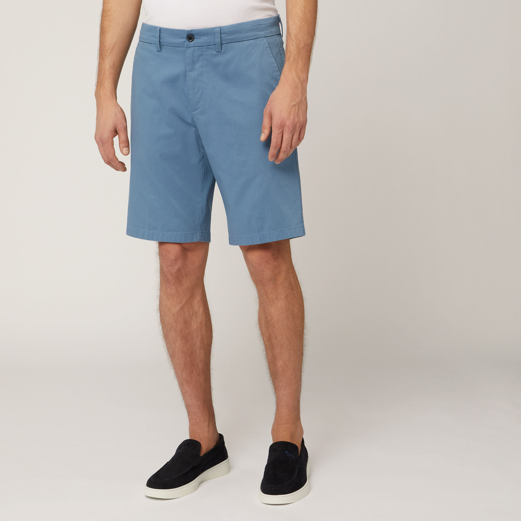 Bermudas aus Stretch-Baumwolle, Blau, large