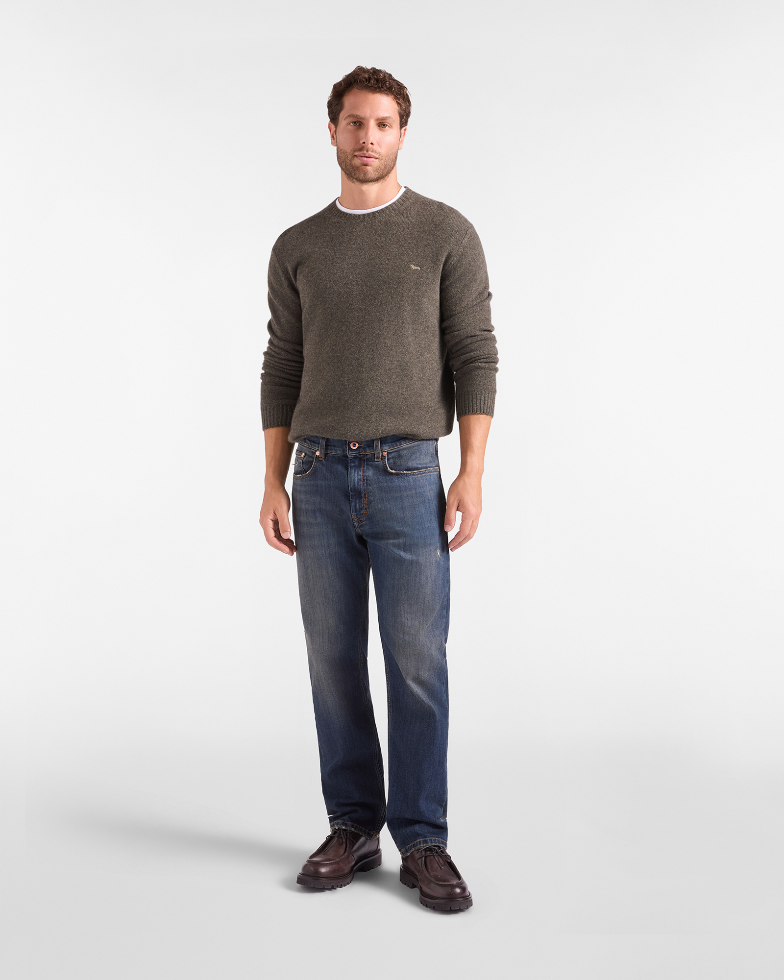 Men's Made in Italy sweater in 100% pure cashmere with regular fit, PETROLEUM GREEN, large
