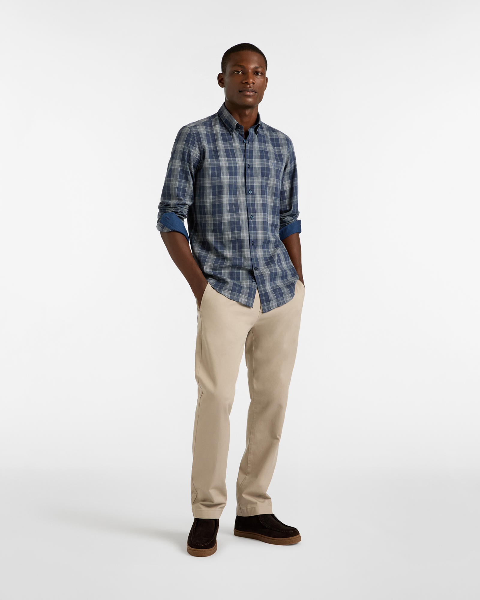 Plaid Cotton Shirt, Dark Blue, large image number 3
