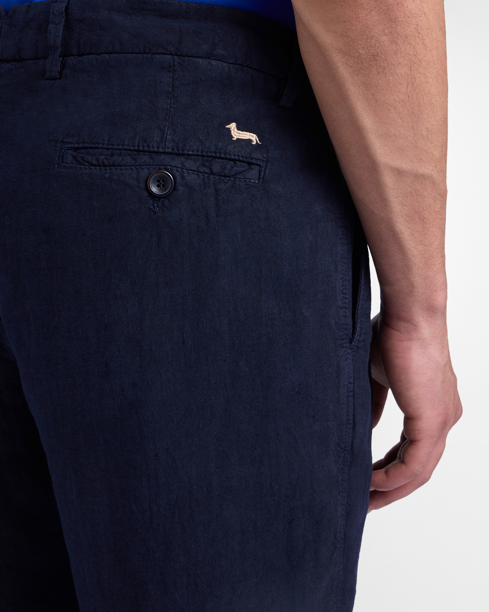 Pantaloni Uomo Chino Regular fit in Lino, Blu, large image number 2