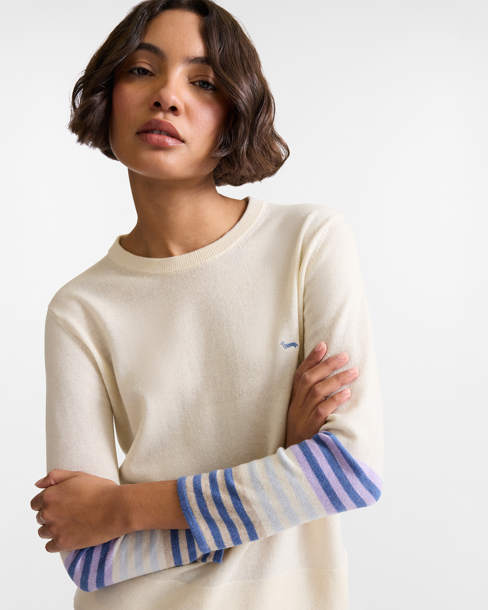 Pulóver de Cuello Redondo en Mezcla de Cashmere, Beige, large image number 2