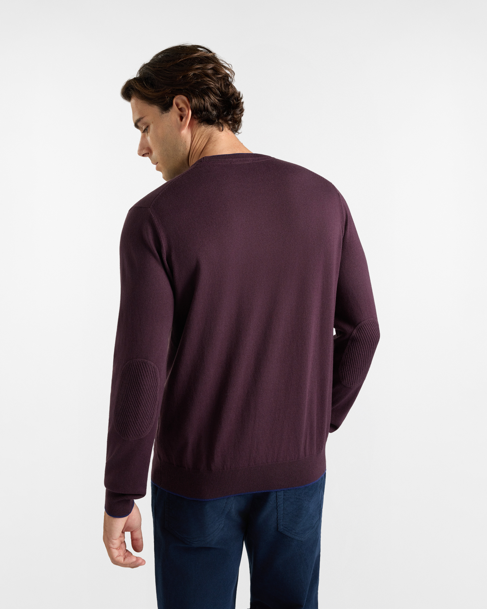 Maglia Girocollo HBJ Uomo in misto lana e cashmere, PRUGNA, large