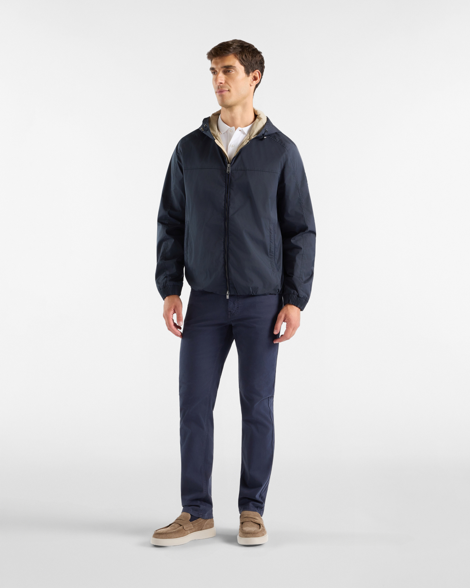 Men's nylon jacket with double fastening, NAVY BLUE, large image number 3