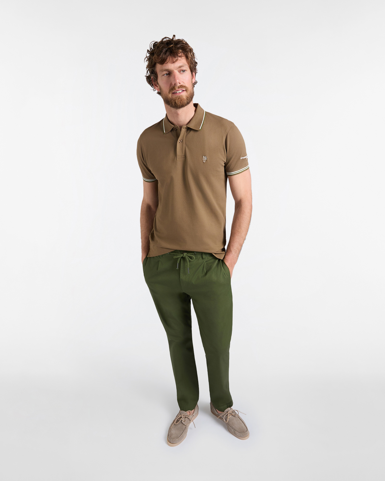 Jogger Uomo in Tessuto Dobby Regular Fit, Verde militare, large image number 3