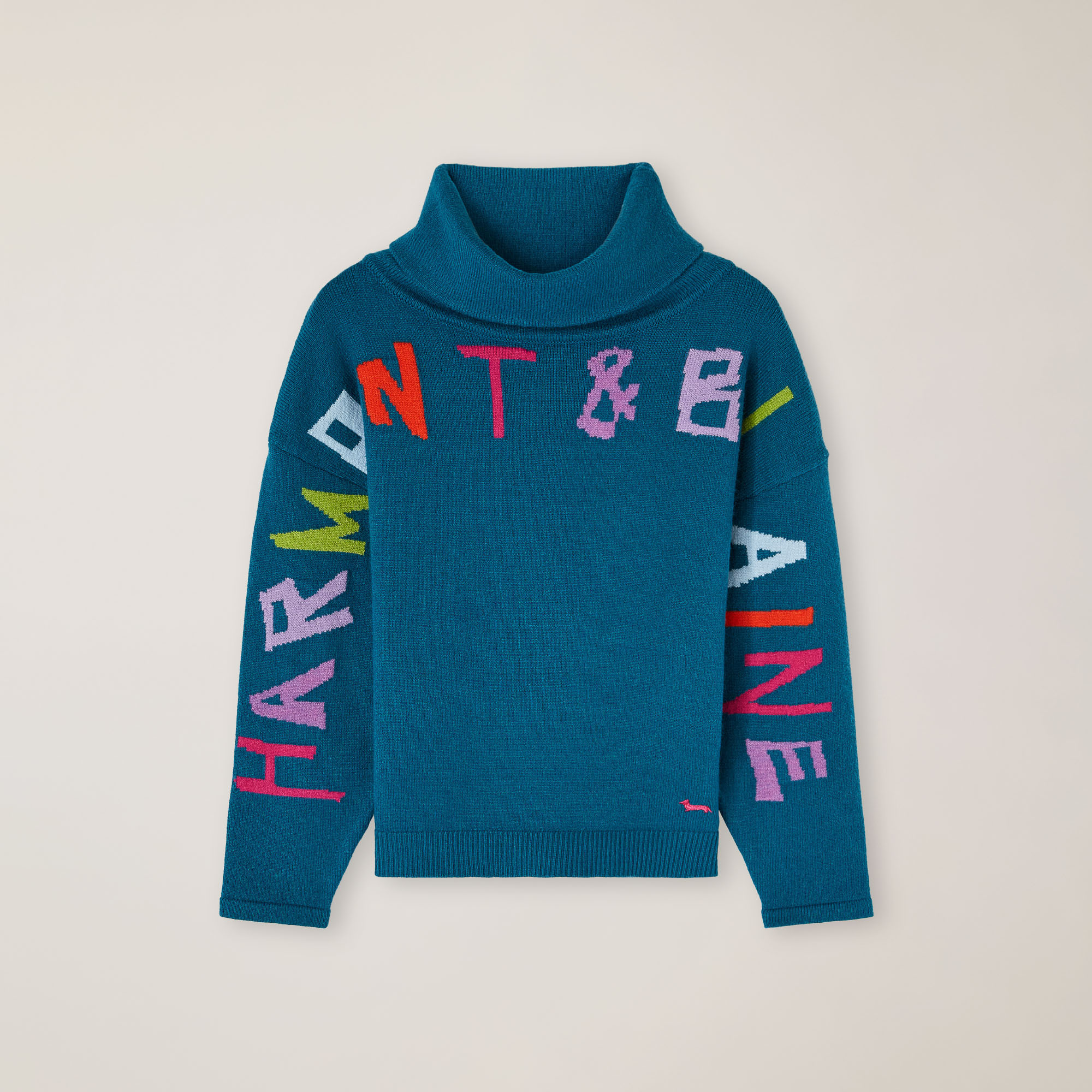Turtleneck sweater with logo inlay, Teal green, large image number 0