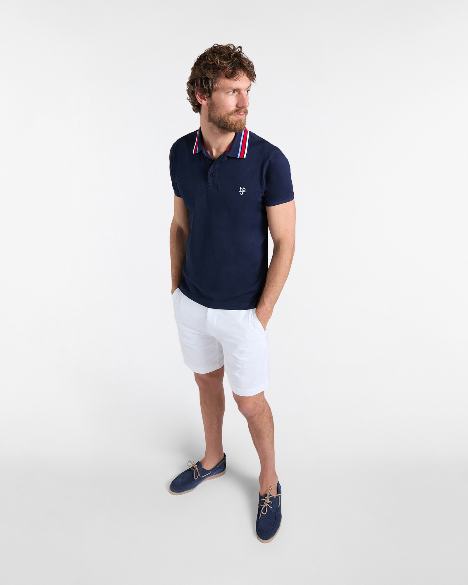 Polo uomo narrow fit con colletto a costine, Blu scuro, large image number 3