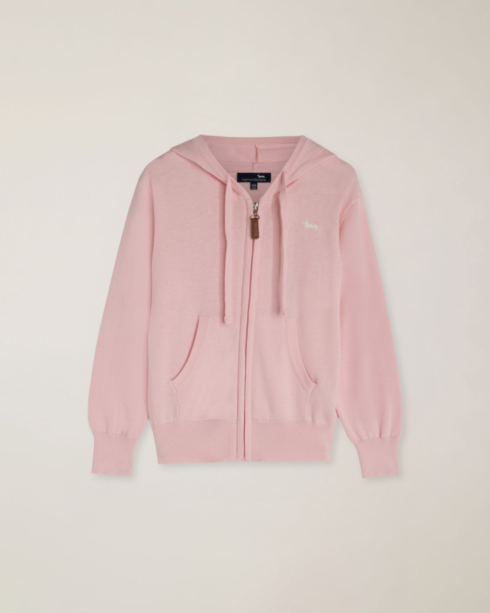 Cardigan full zip con cappuccio e ricamo logo