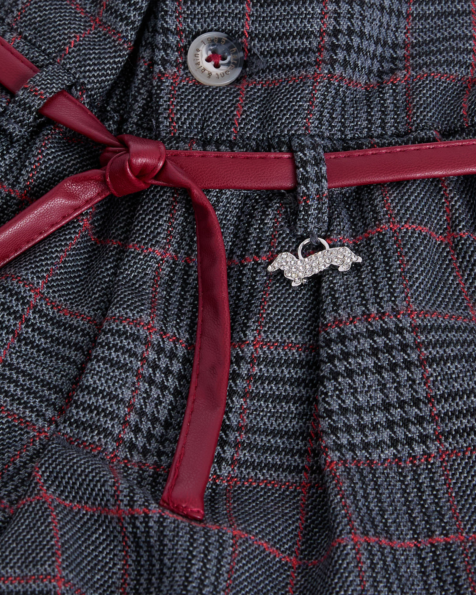 Shorts with belt & check pattern, Anthracite, large image number 2