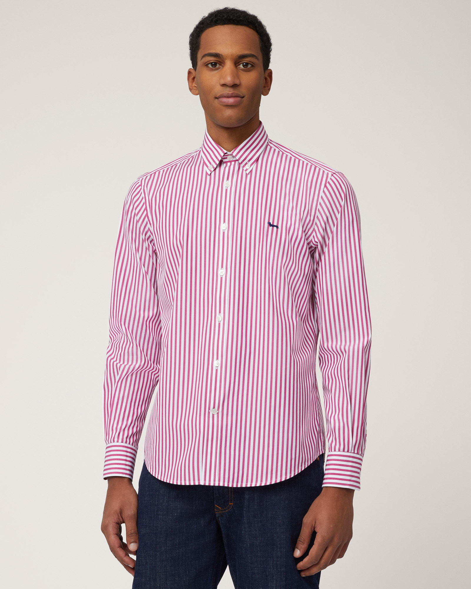 Sorbet Stripe Shirt, Melange Pink, large