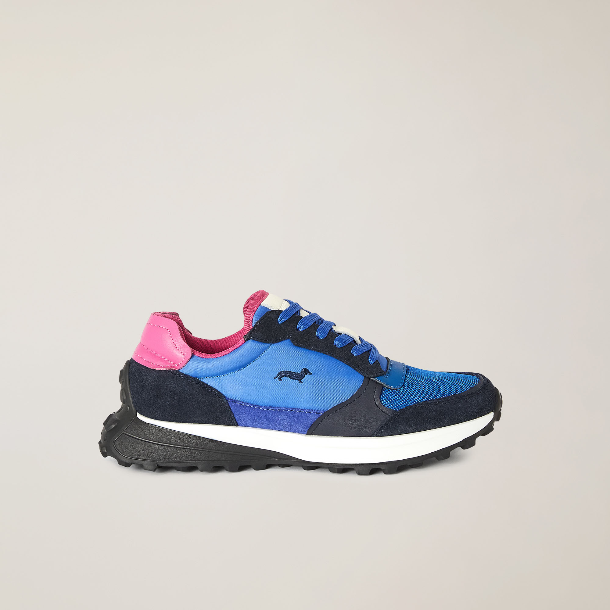 Mixed-Material Ultra Lightweight Running Sneakers, Cobalt blue/Pink, large