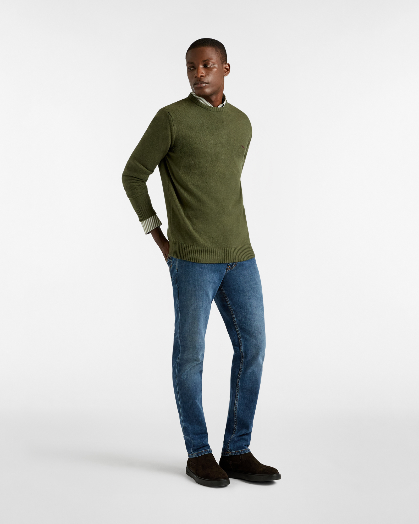 Wool and Cashmere Pullover, Olive Green, large image number 3