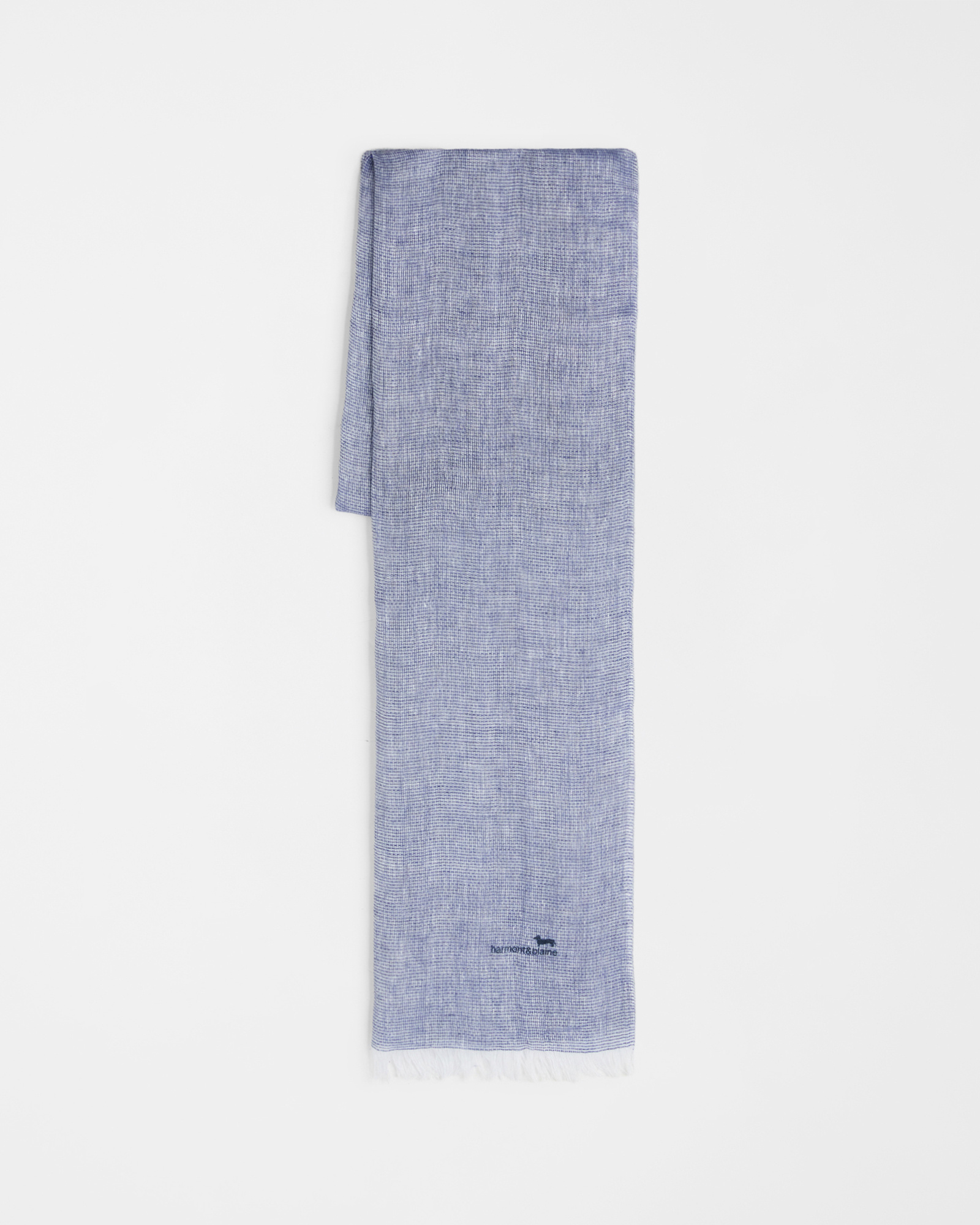 Sciarpa garzata in puro lino, Blu, large