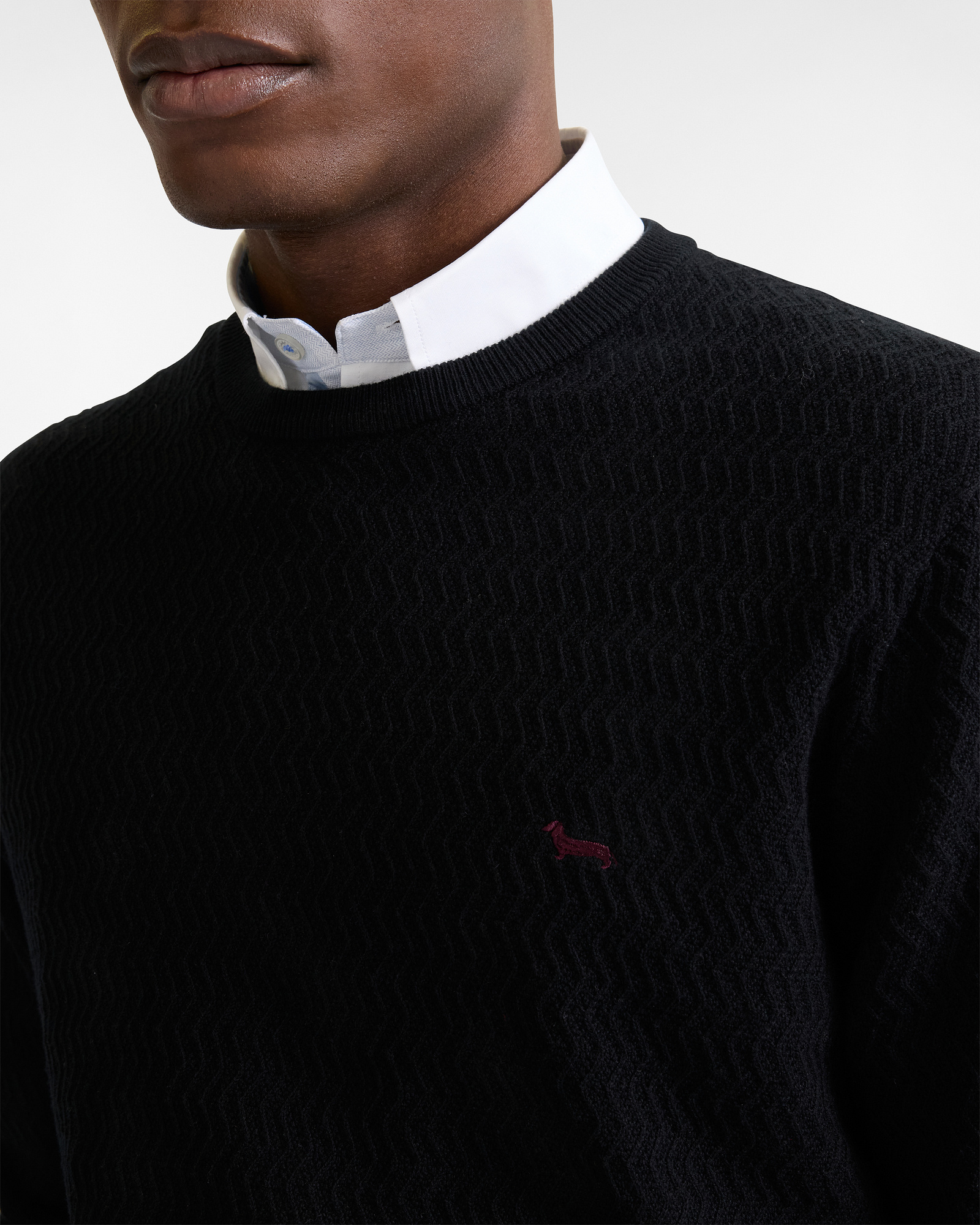 Crew Neck Knit Sweater, Black, large image number 2