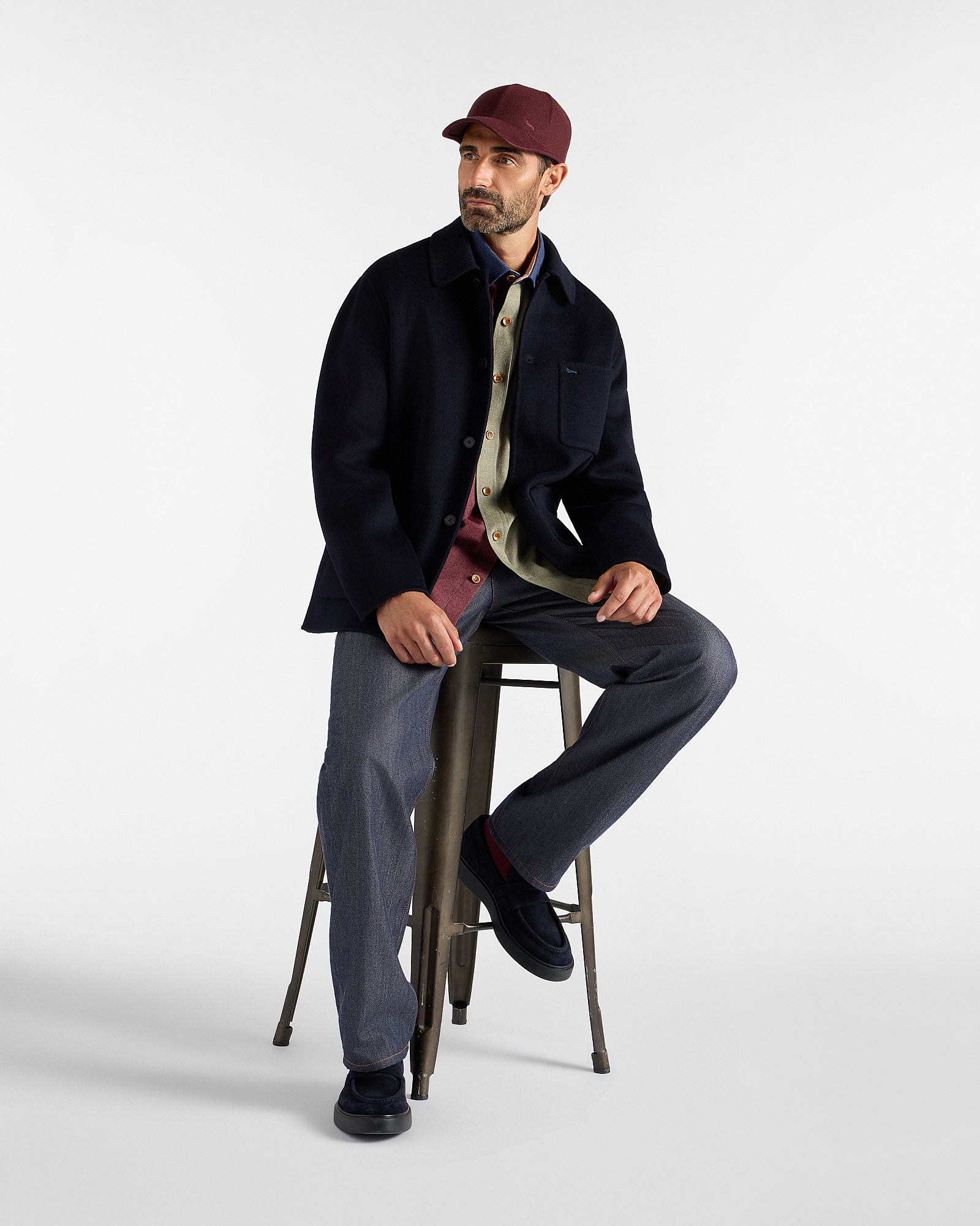 Wool Overshirt, NAVY BLUE, large image number 3