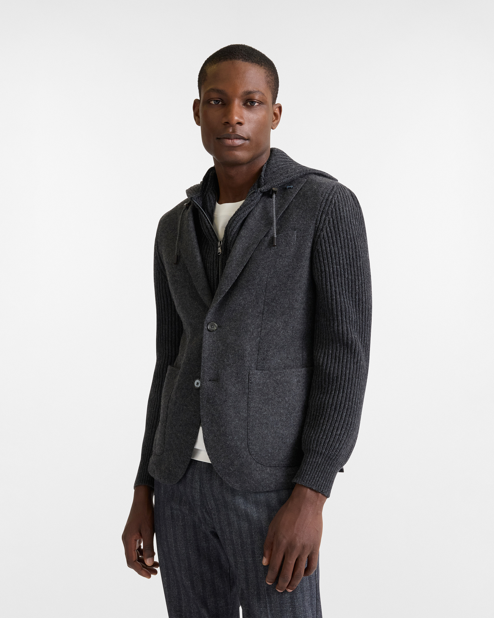 Hooded Wool Blend Jacket