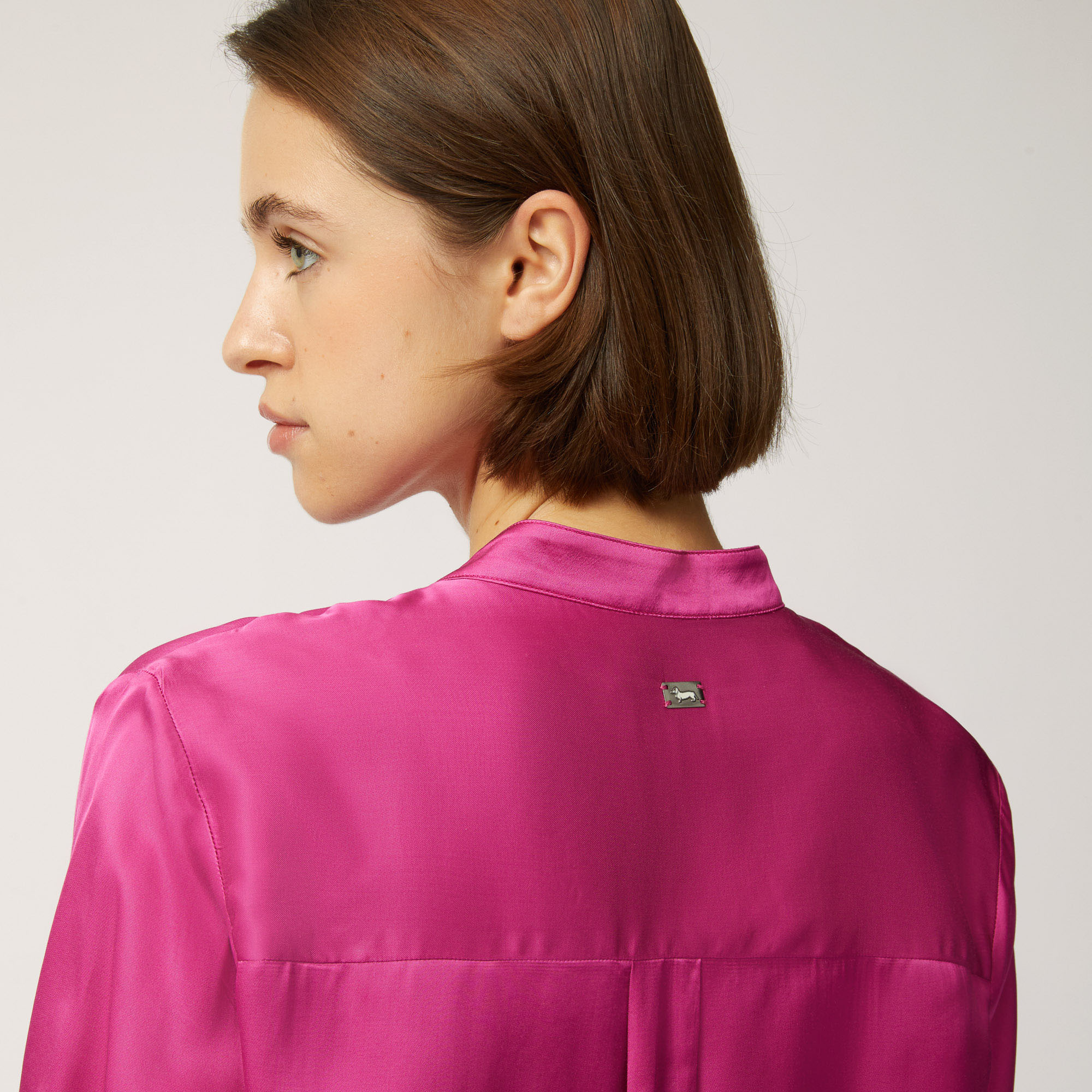 Viscose Shirt With Mandarin Collar, Fuchsia, large image number 2