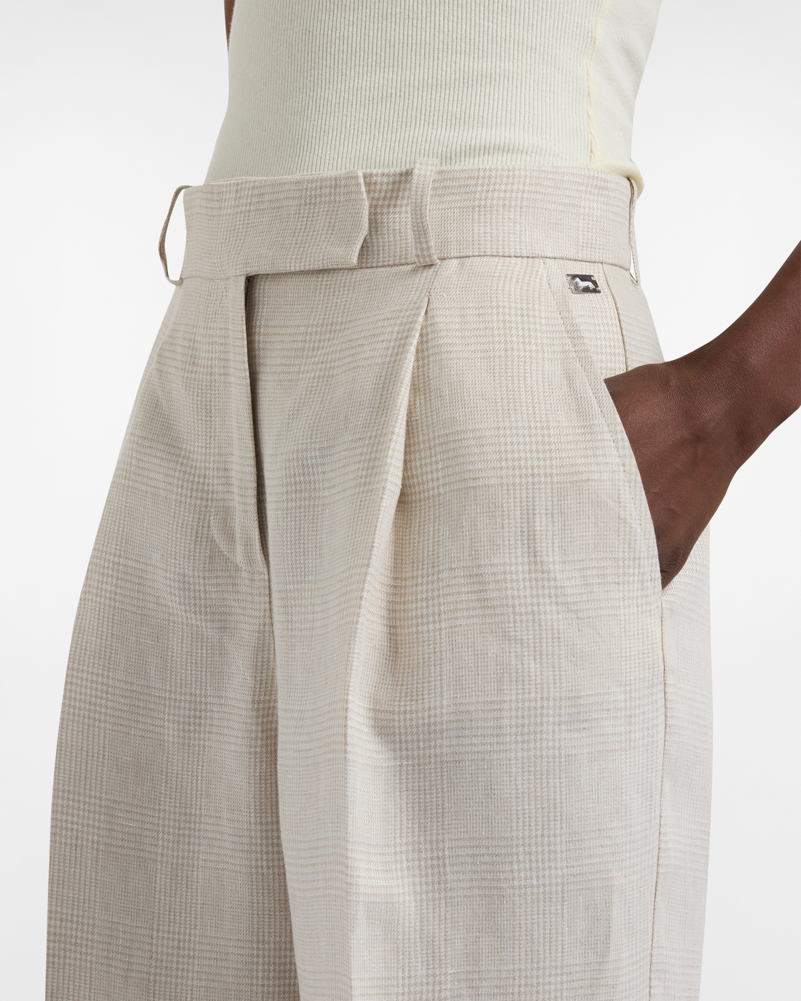 Pantaloni Donna Capsule Artigianalit&agrave; a Colori in Lino, Beige, large image number 2